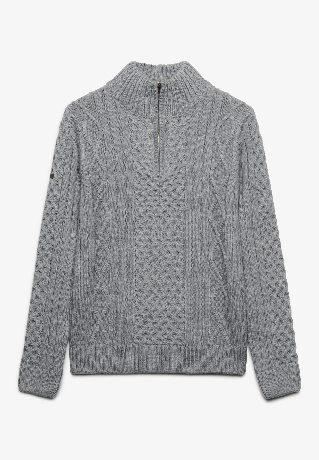 Superdry Jacob Cable Half Zip Knit 40q MID GREY 2900168859077