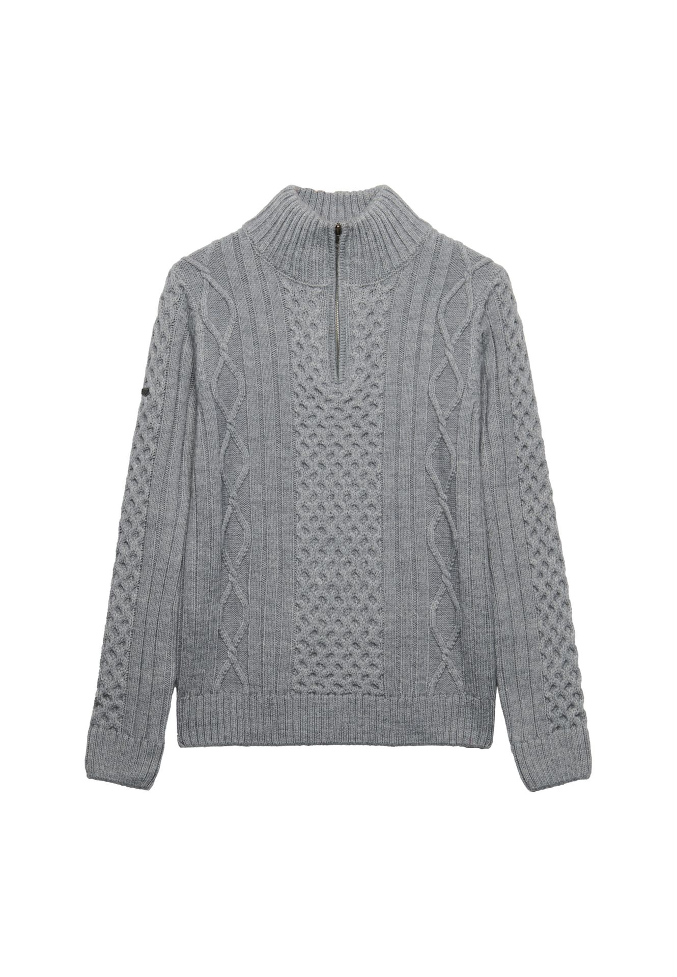 Superdry Jacob Cable Half Zip Knit 40q MID GREY 2900168859077