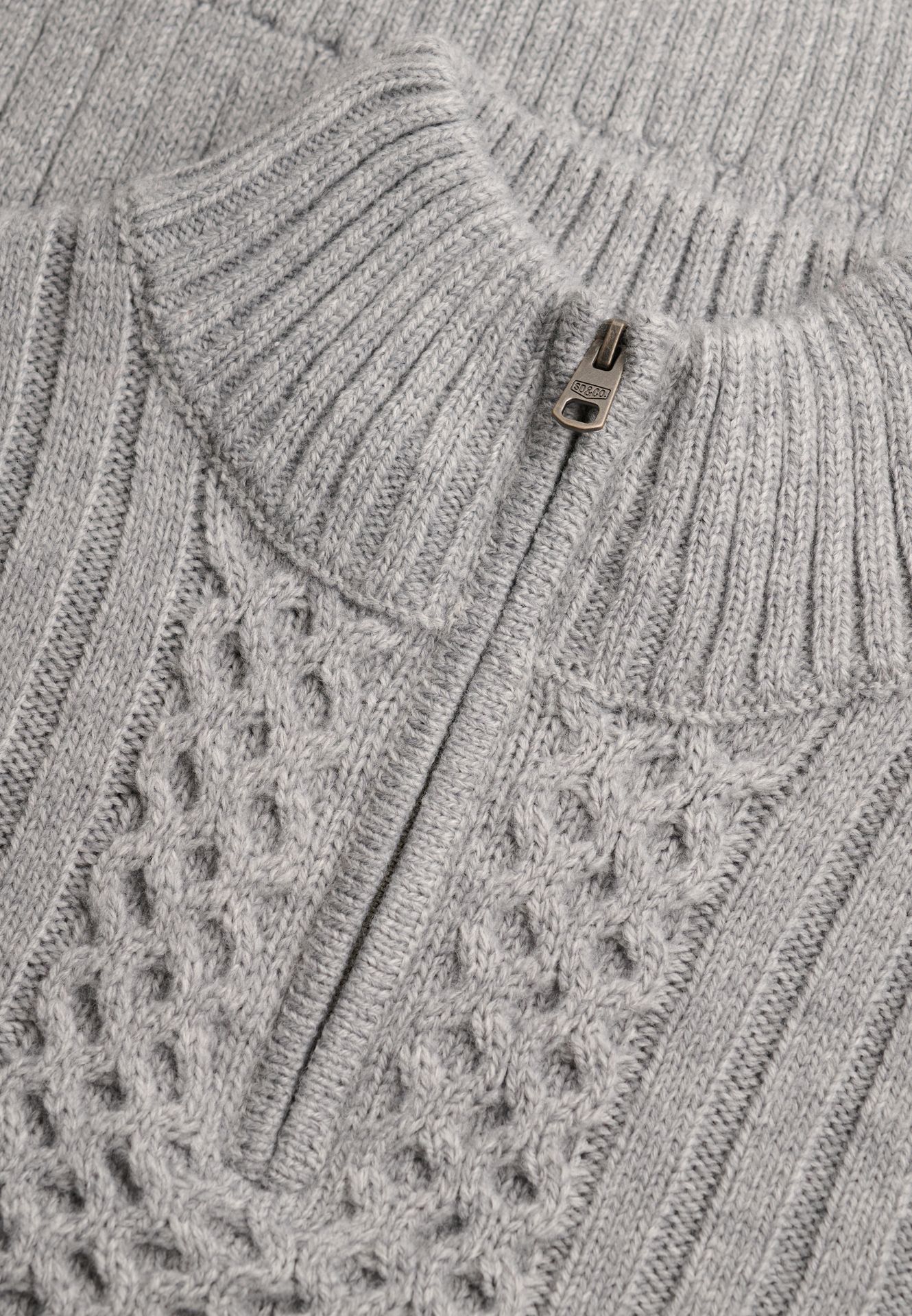 Superdry Jacob Cable Half Zip Knit 40q MID GREY 2900168859077
