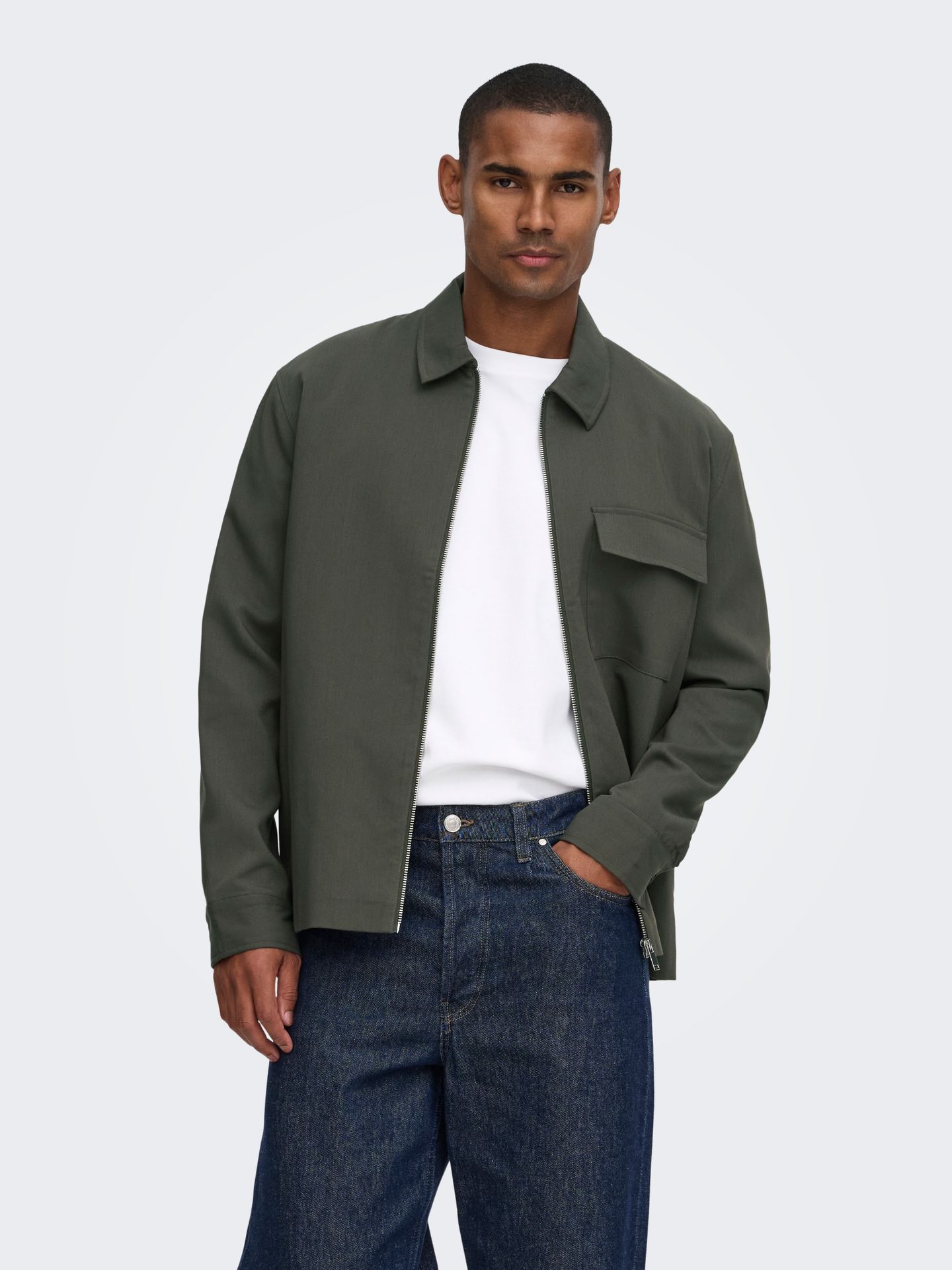 Only & Sons ONSWILL REG 0292 ZIP OVERSHIRT FRML Beluga 2900168870010