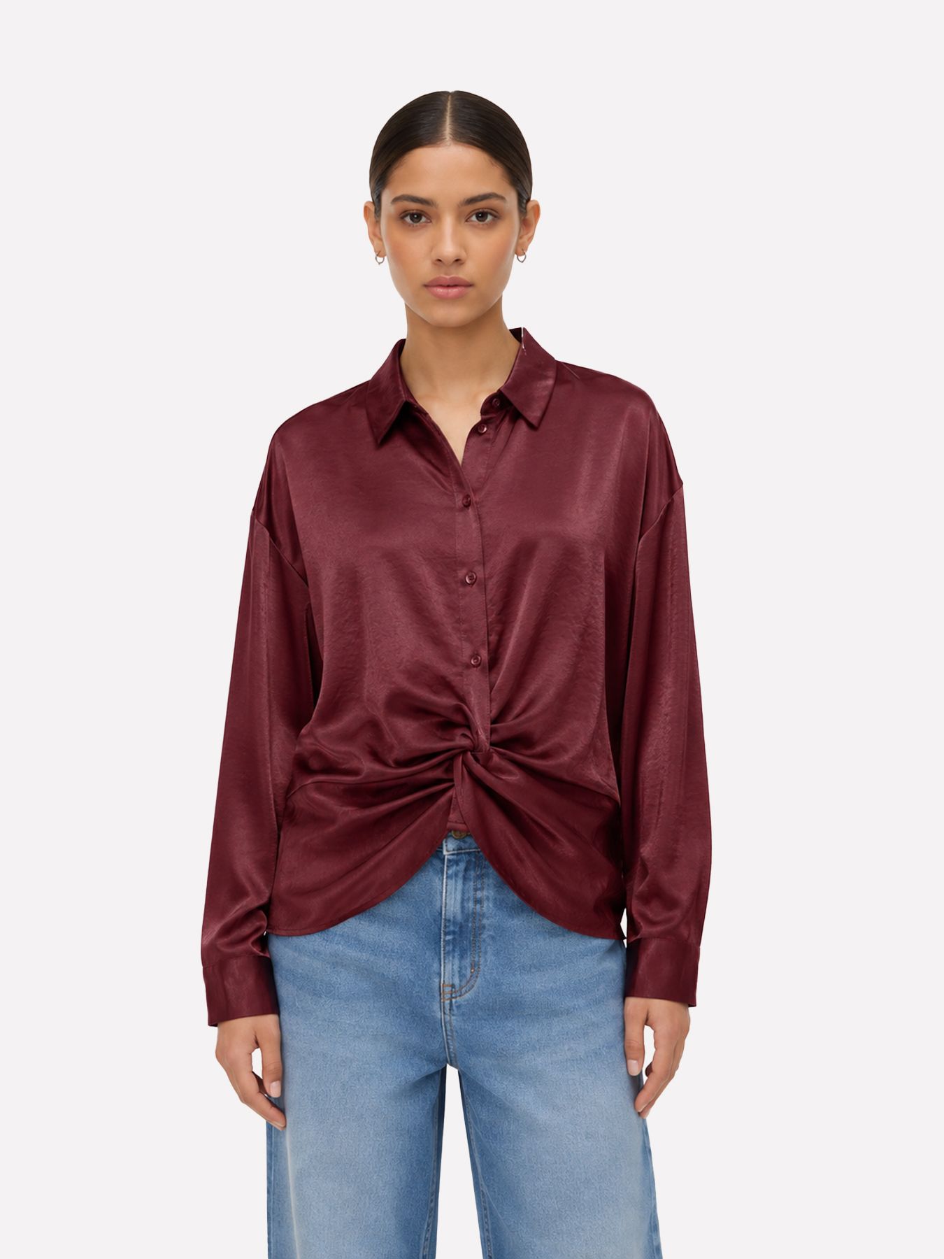 Vero Moda VMAMAYA L/S KNOT DETAIL SHIRT WVN Windsor Wine 00119656-EKA26011400003638