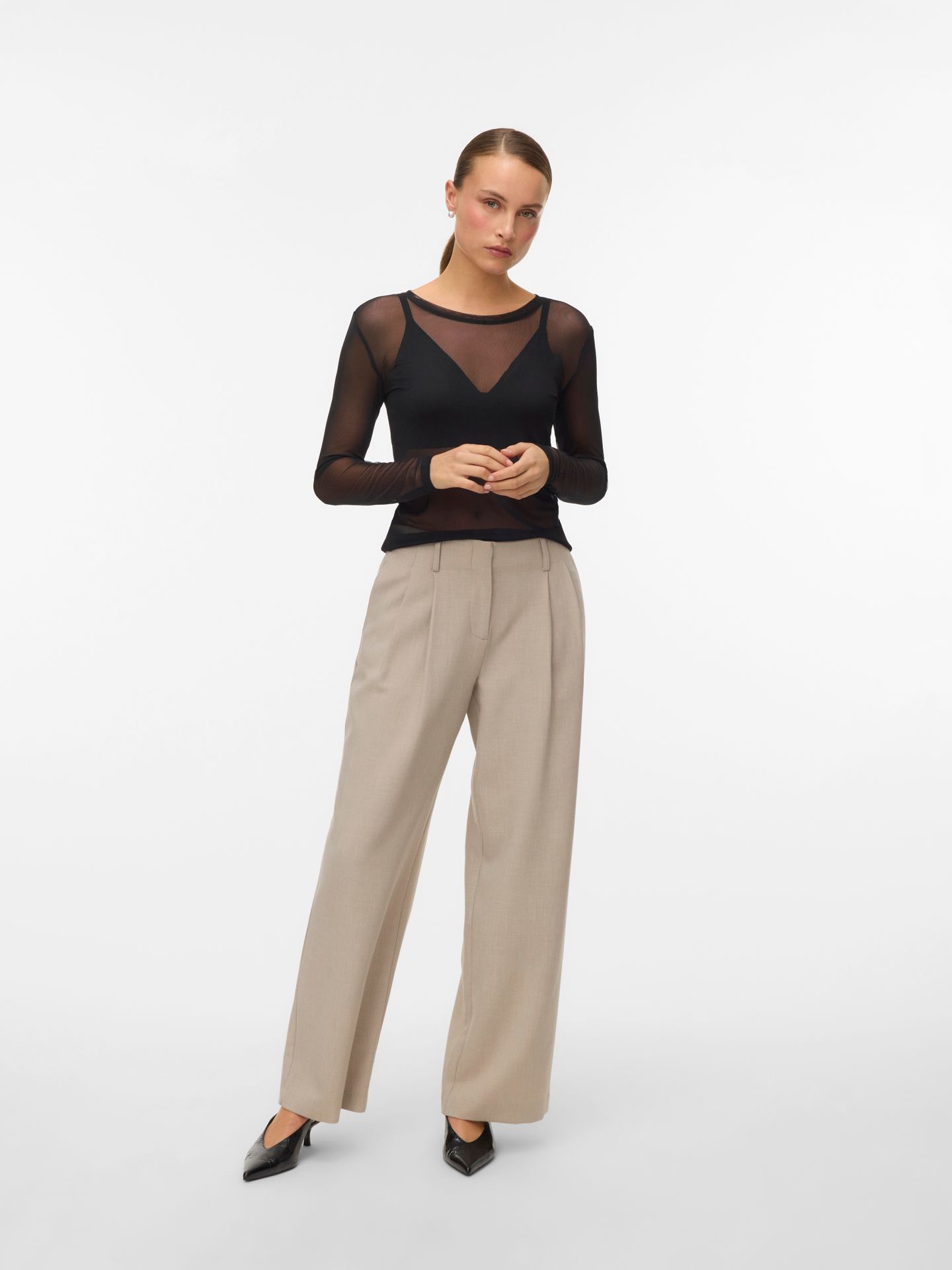 Vero Moda VMLOVA LS MESH TOP JRS NOOS Black 2900168875022