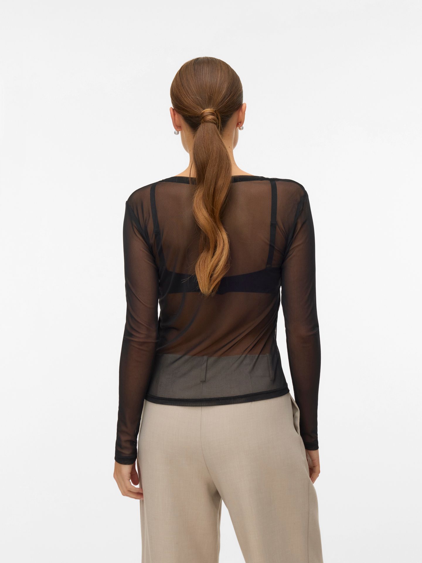 Vero Moda VMLOVA LS MESH TOP JRS NOOS Black 2900168875022