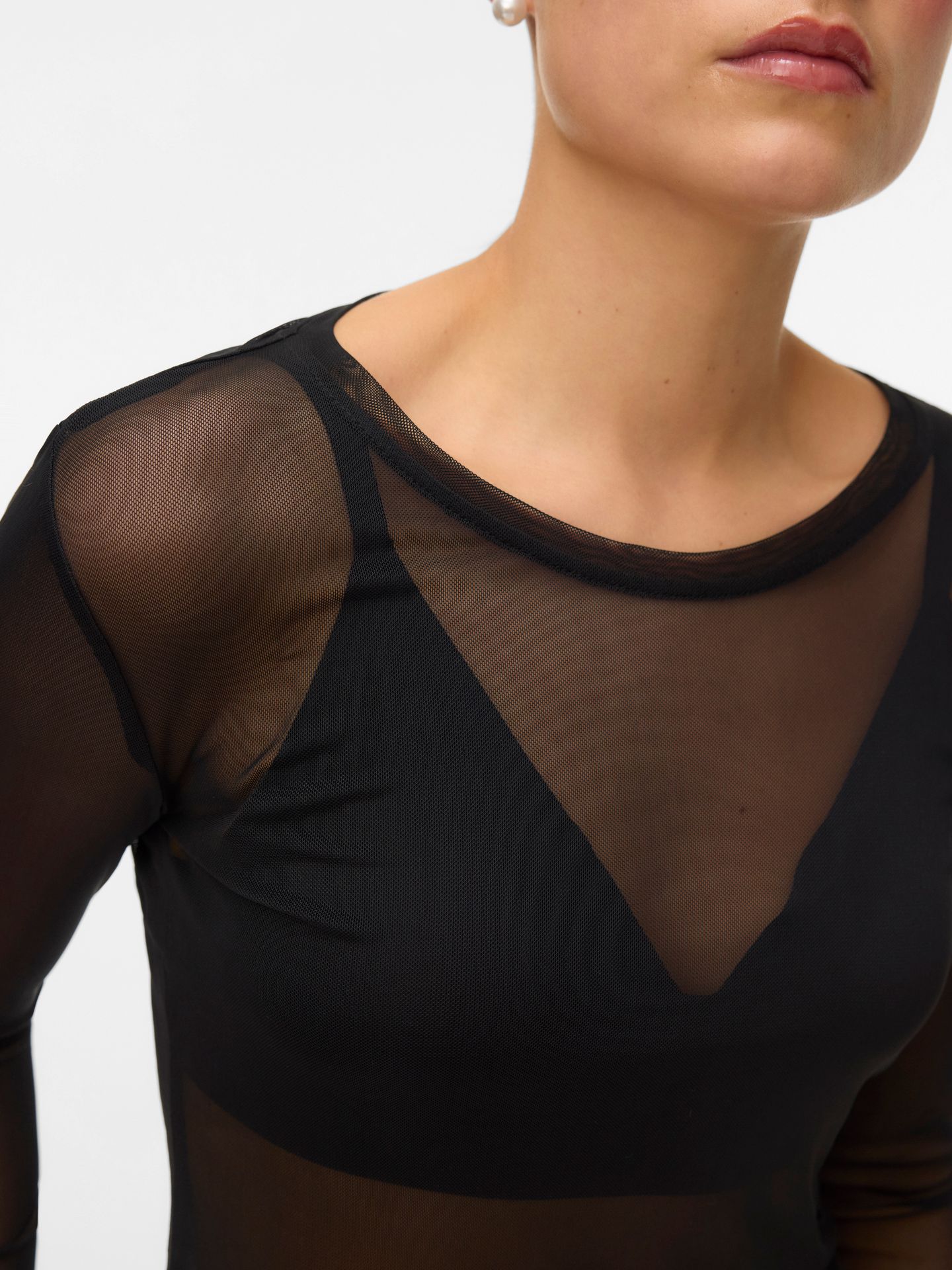 Vero Moda VMLOVA LS MESH TOP JRS NOOS Black 2900168875022
