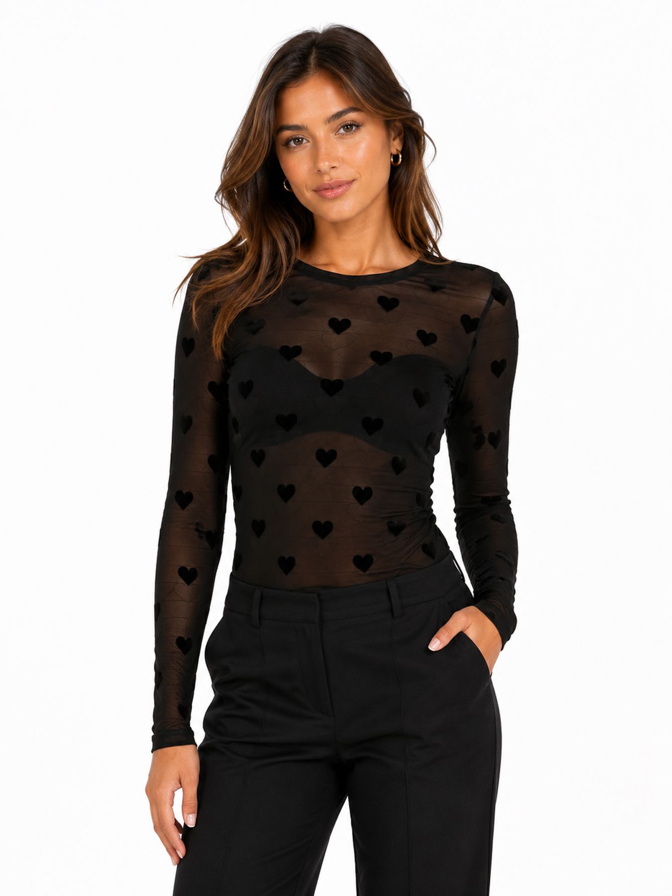 Vero Moda VMLOVA LS MESH TOP JRS NOOS Black/Nora 2900168876036