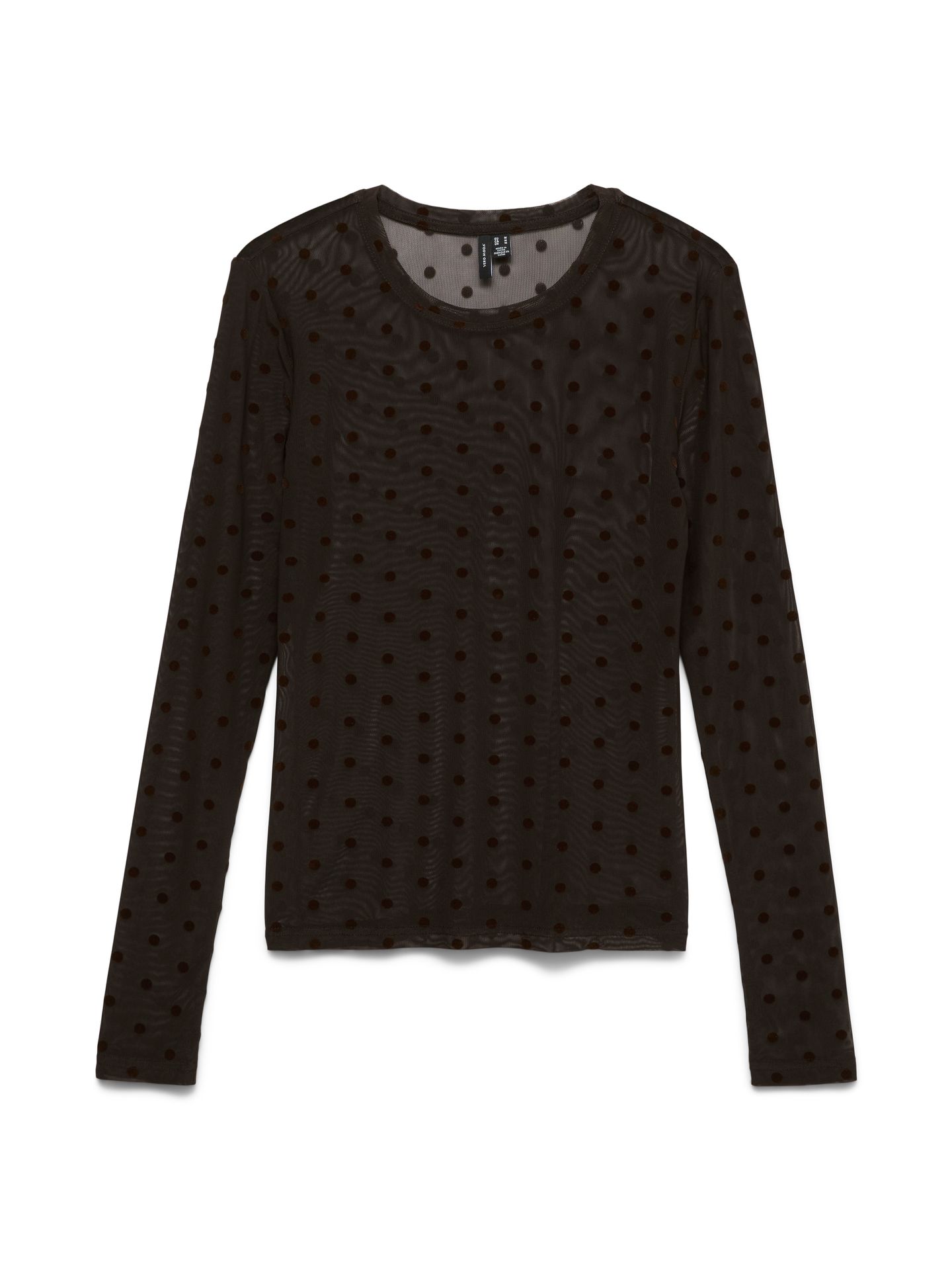 Vero Moda VMLOVA LS MESH TOP JRS NOOS Chocolate Torte/Dot FLock 00119657-EKA26011400003714