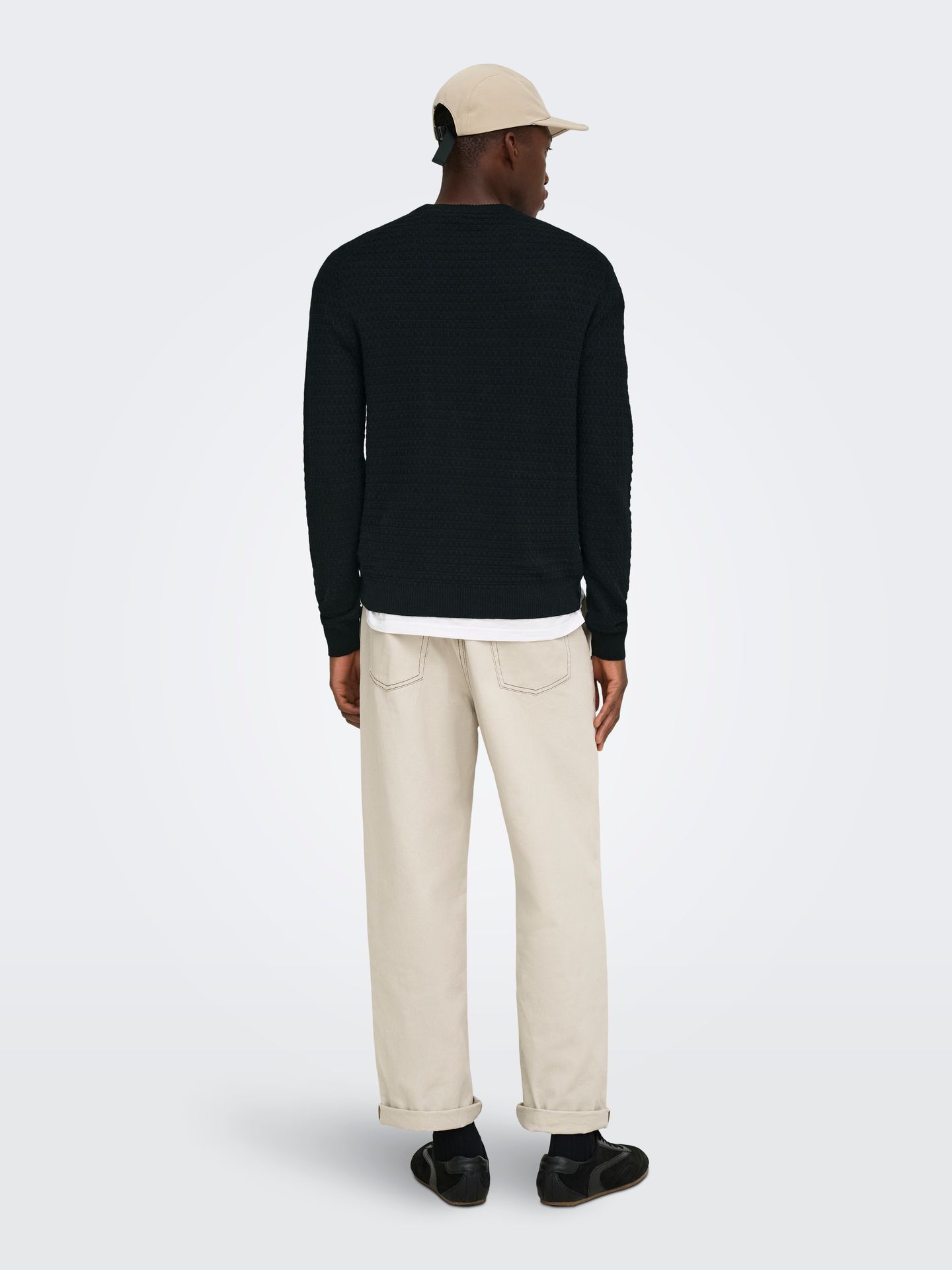 Only & Sons ONSLOUI LS STRUCTURE CREW REG NOOS Black/BLACK 2900168878047
