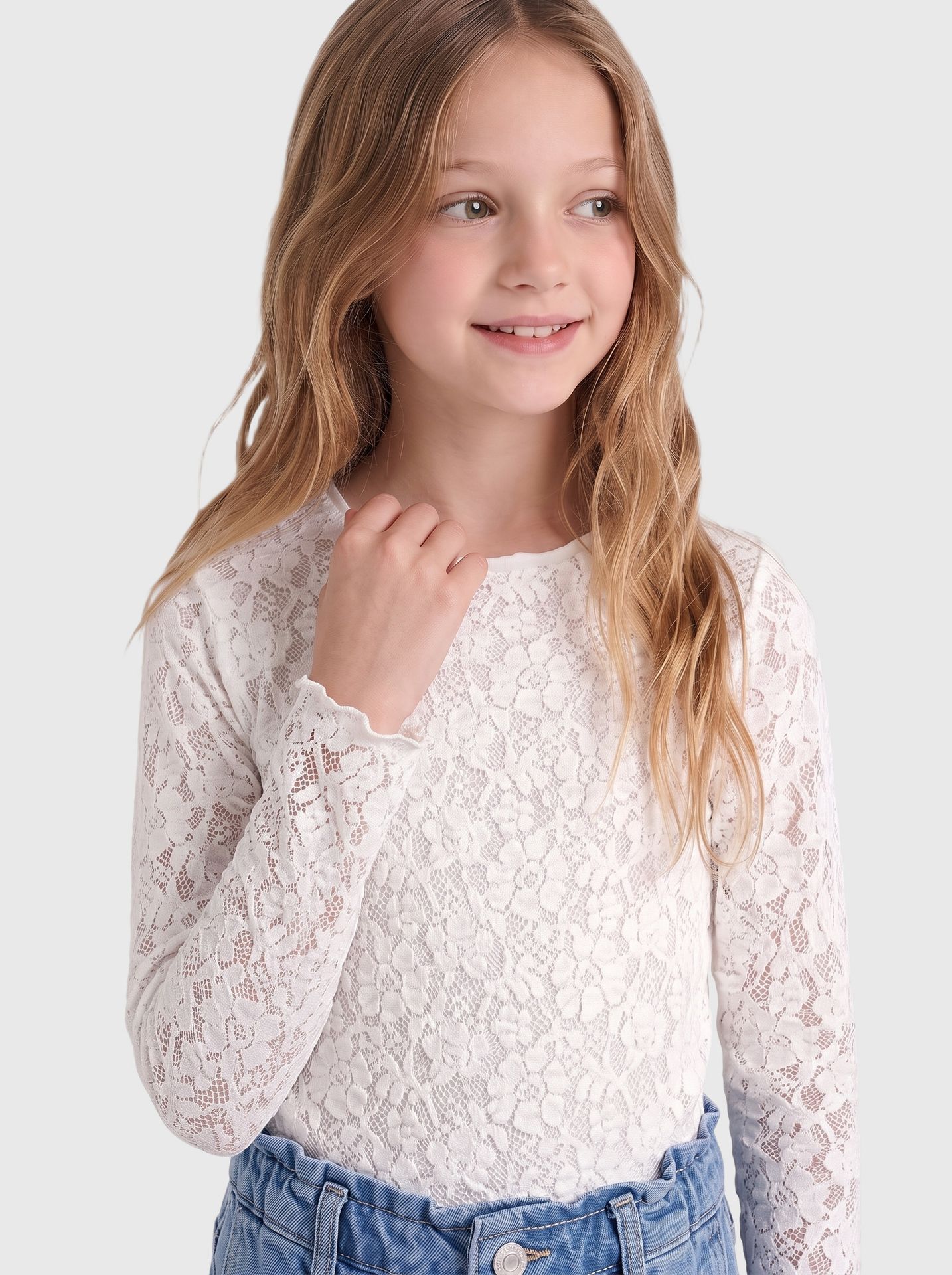 Kids Only KOGLEIKA LS LACE TOP JRS NOOS Cloud Dancer 2900170108033