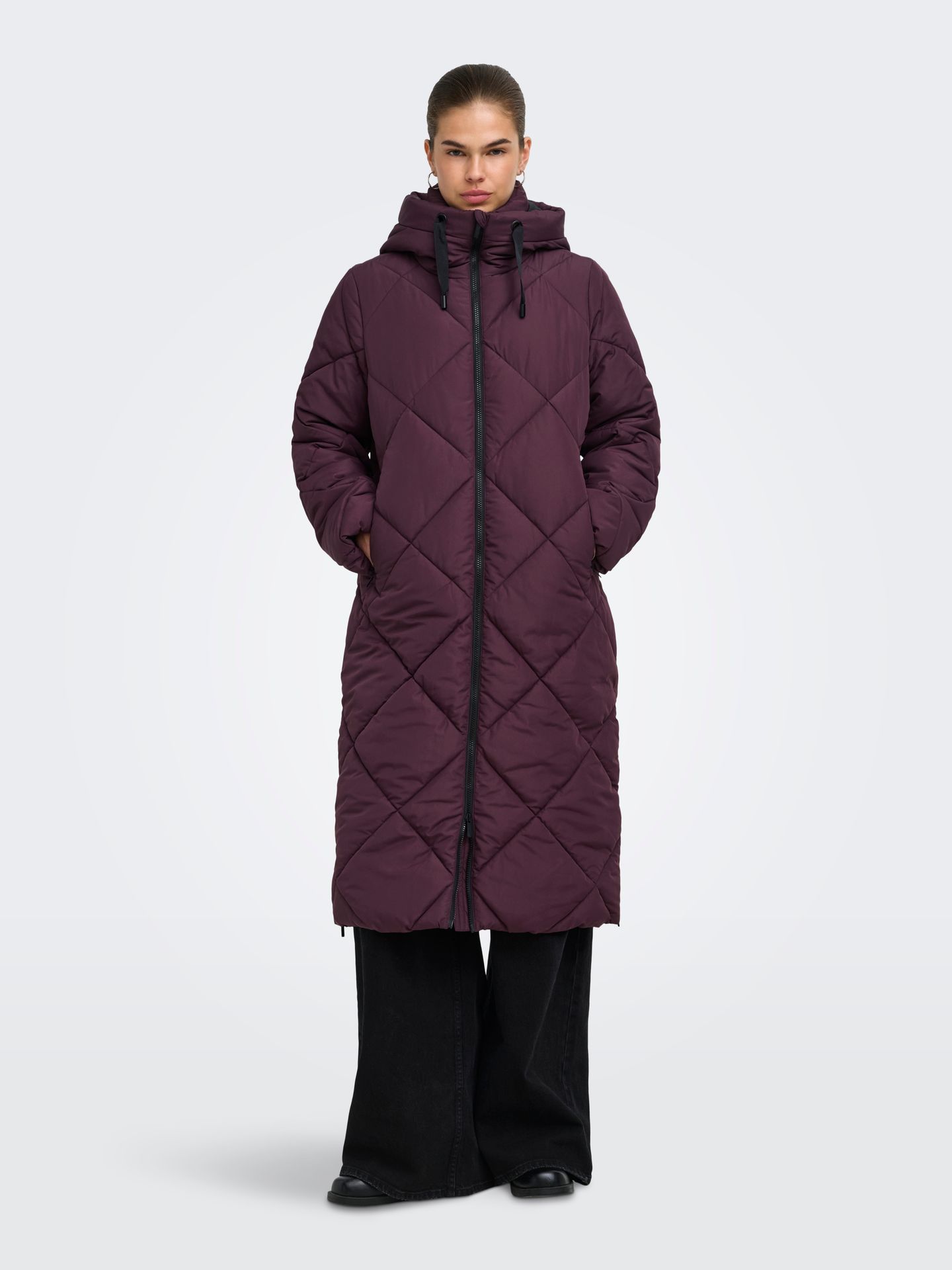 Only ONLMAGGI LONG HOOD PUFFER CC OTW Fudge 00119665-EKA26011400003595