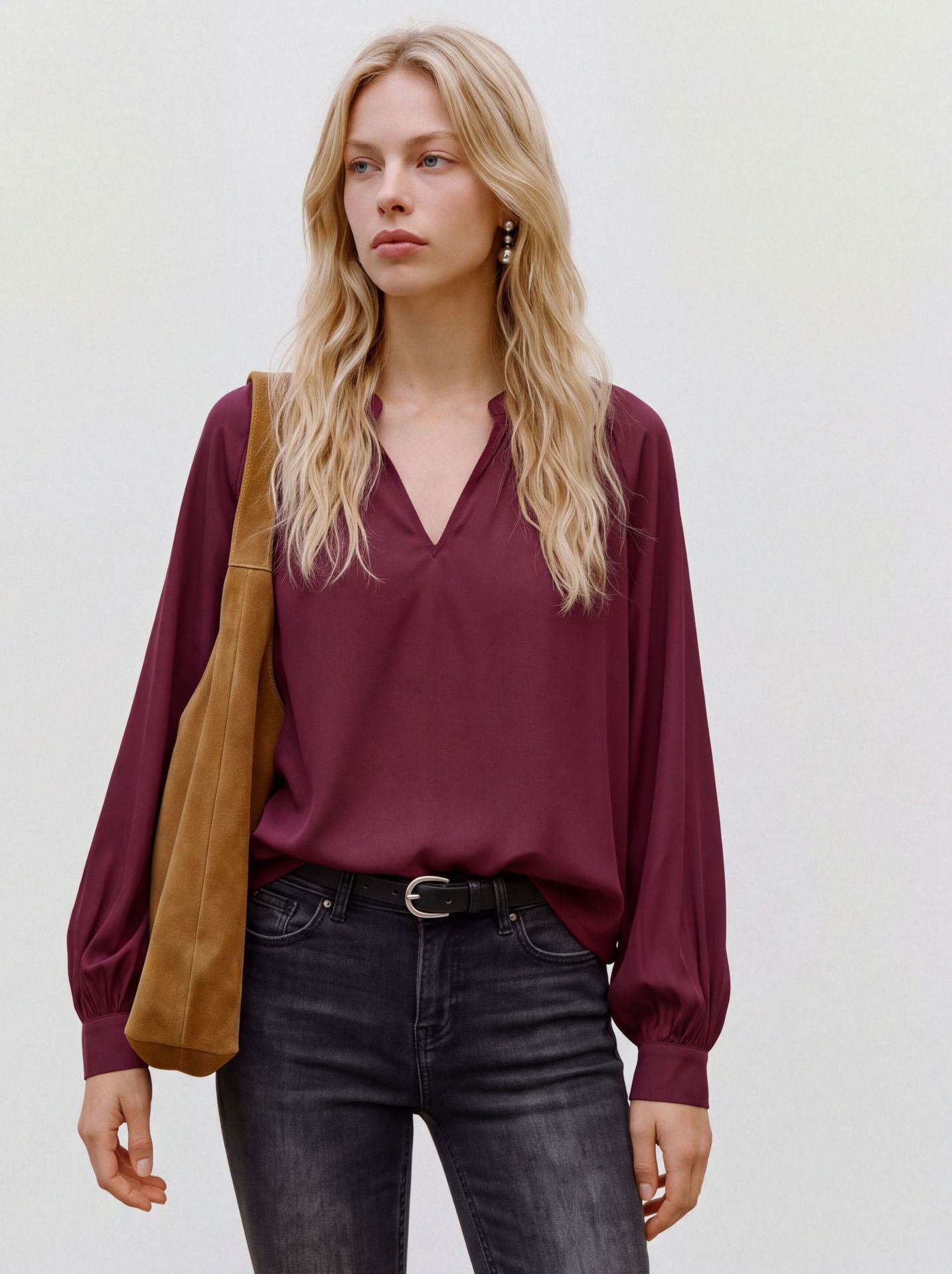 Vero Moda VMLOUISA LS TOP WVN NOOS Windsor Wine 00119666-EKA26011400003638
