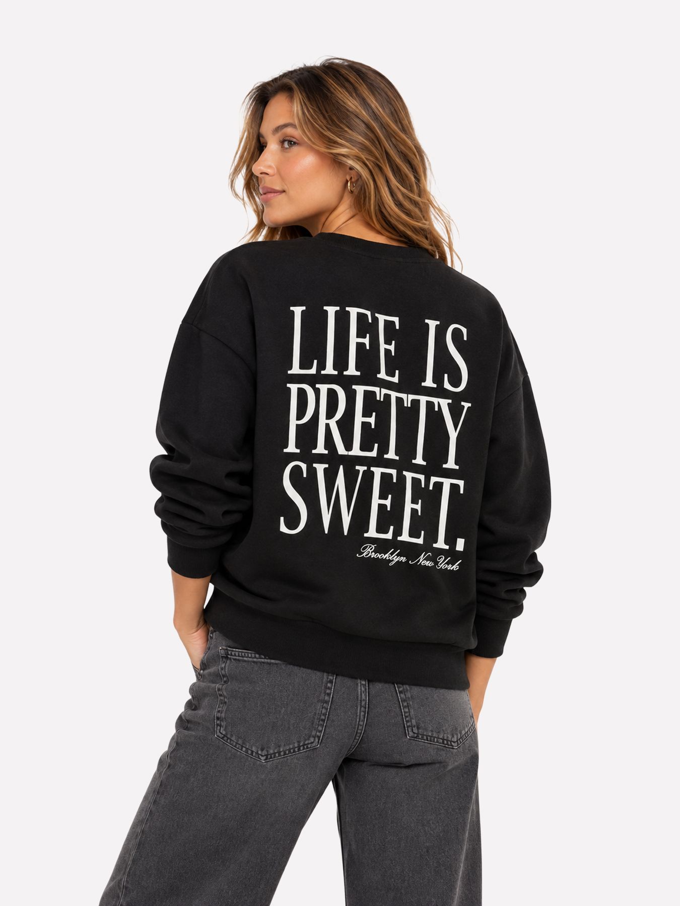 Only JDYNANNA LIFE L/S TEXT SWEAT JRS DI Black/Liatris glitter 00119668-EKA26011400000203