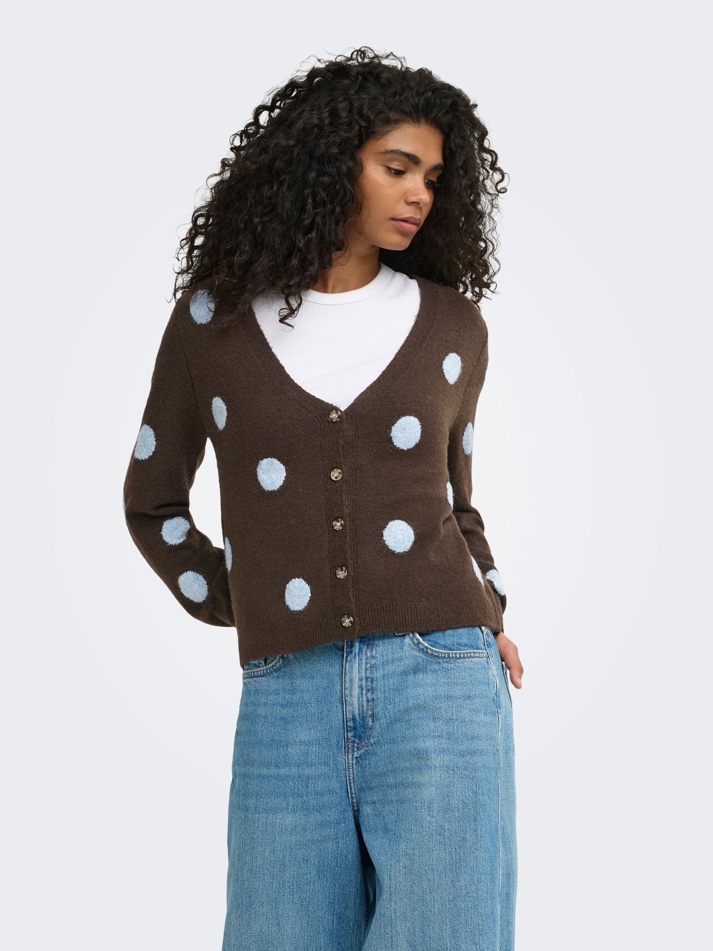 Only ONLRICA LS DETAIL V CARDI CC KNT Bracken/Dusty Blue/Mel/Dots 2900168900038
