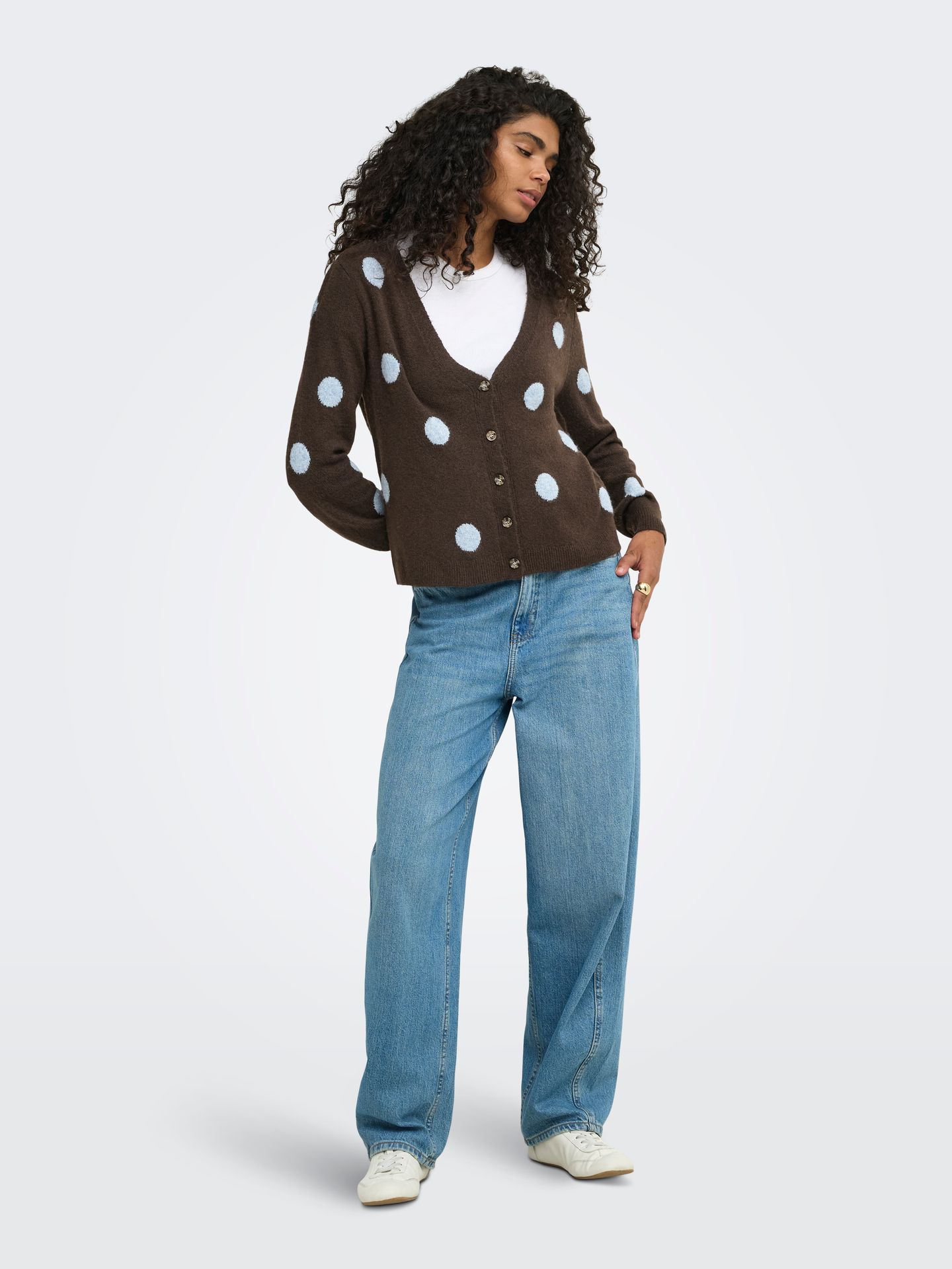 Only ONLRICA LS DETAIL V CARDI CC KNT Bracken/Dusty Blue/Mel/Dots 2900168900038