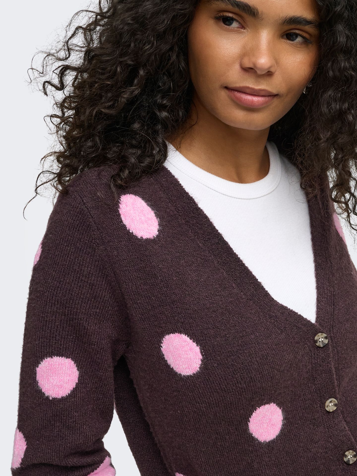 Only ONLRICA LS DETAIL V CARDI CC KNT Fudge/Begonia Pink/Mel/Dots 2900168901035