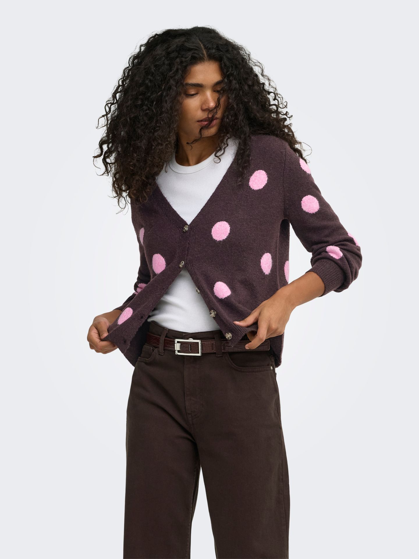 Only ONLRICA LS DETAIL V CARDI CC KNT Fudge/Begonia Pink/Mel/Dots 2900168901035