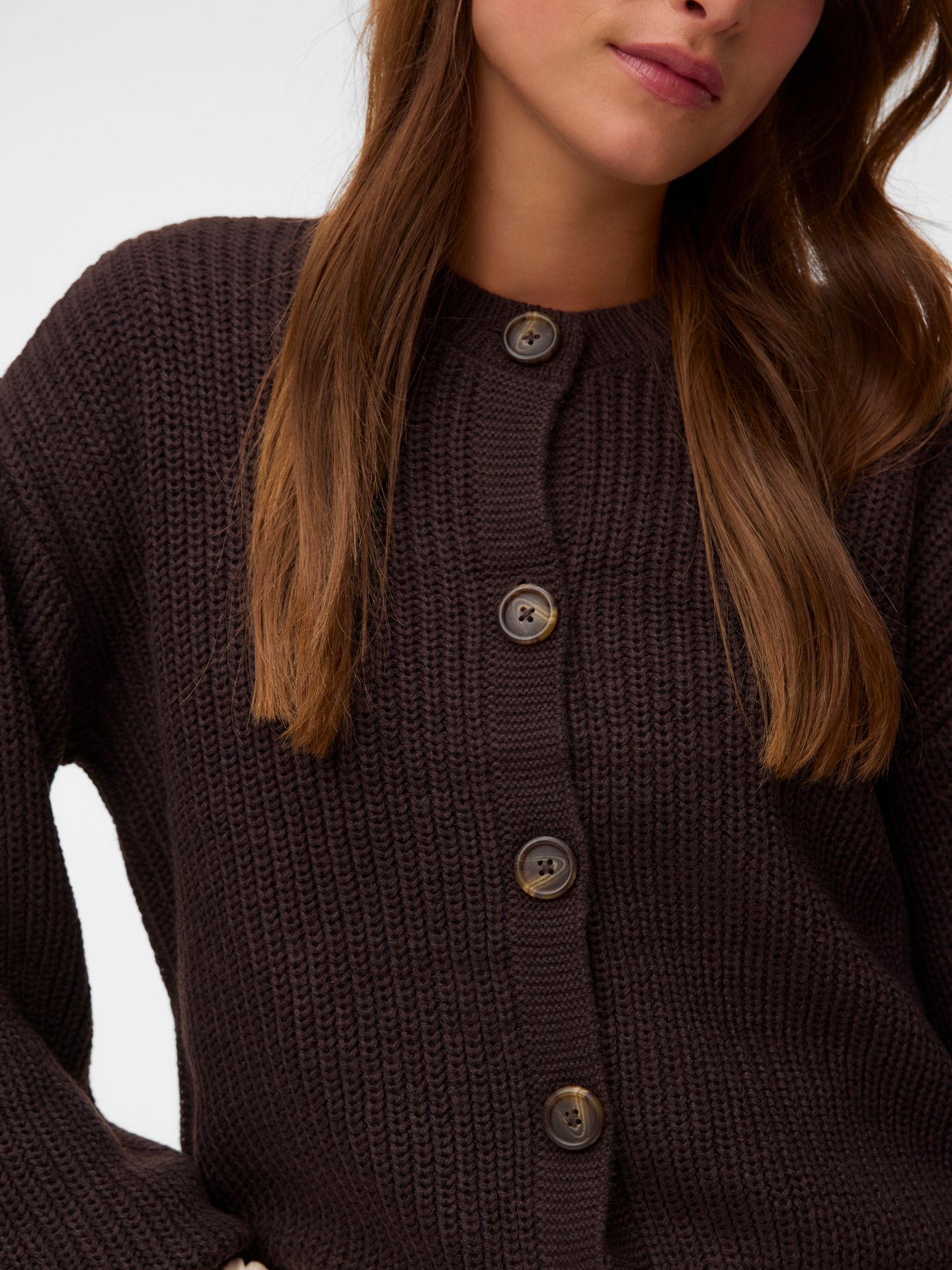 Vero Moda VMLEA LS O-NECK CARDIGAN NOOS Chocolate Torte 2900168931025
