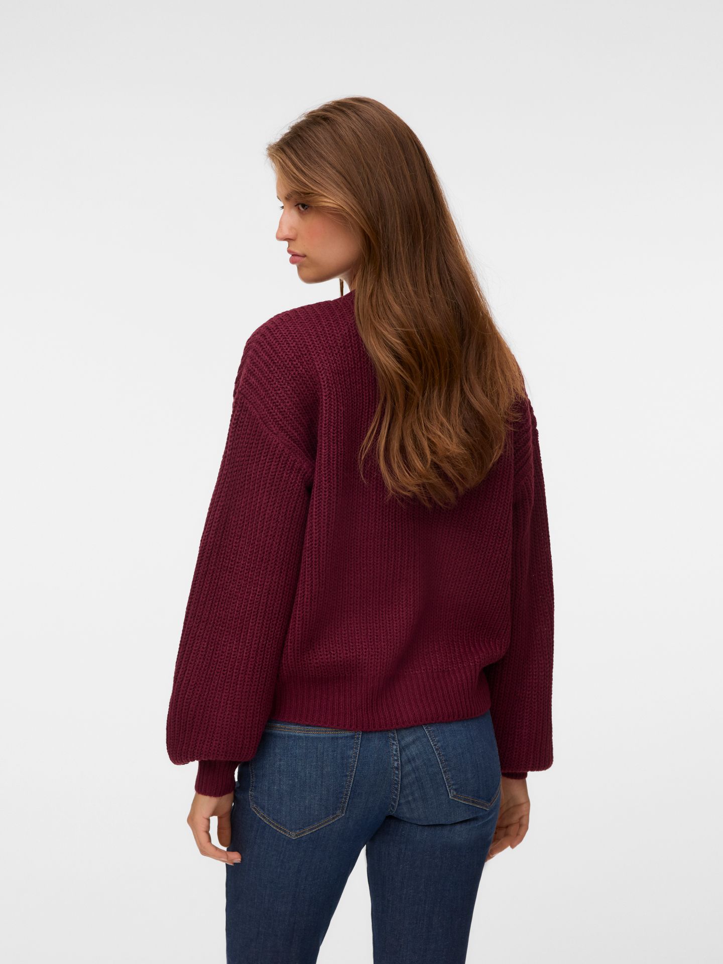 Vero Moda VMLEA LS O-NECK CARDIGAN NOOS Windsor Wine 2900168907068