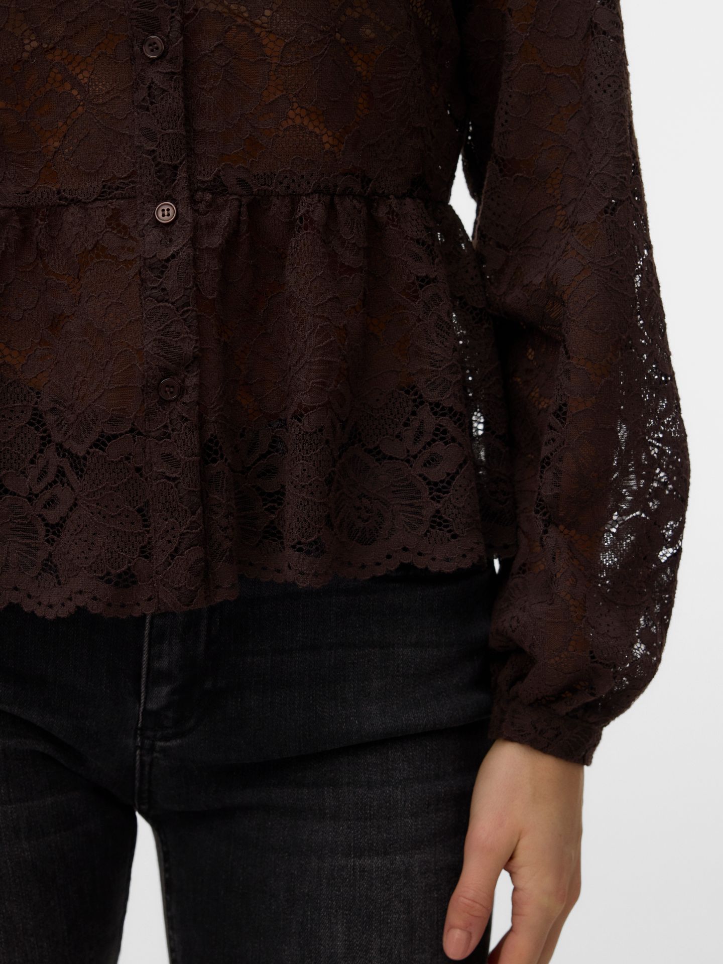 Vero Moda VMBLOOM LS LACE SHIRT WVN Chocolate Torte 2900168911010