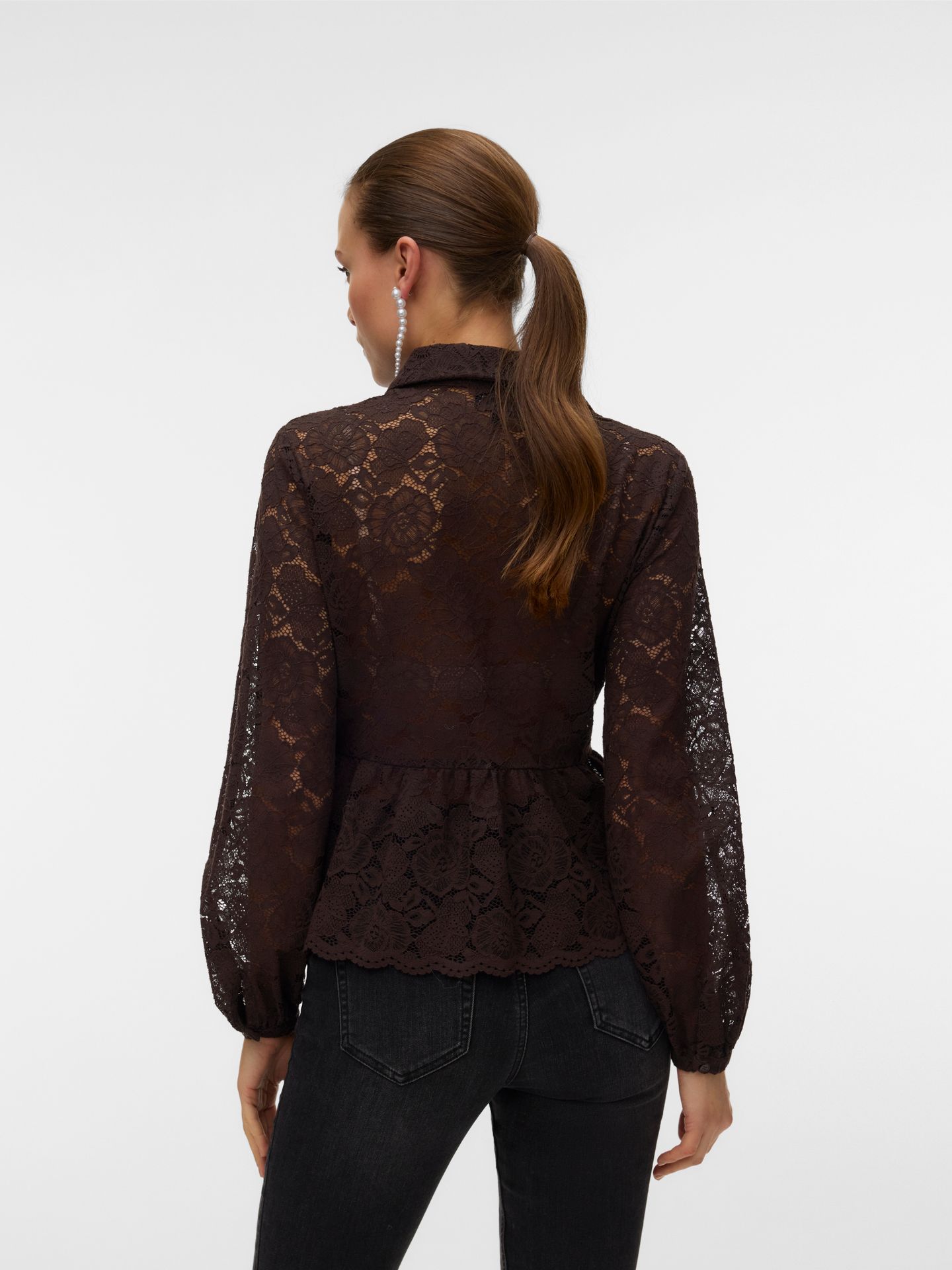 Vero Moda VMBLOOM LS LACE SHIRT WVN Chocolate Torte 2900168911010