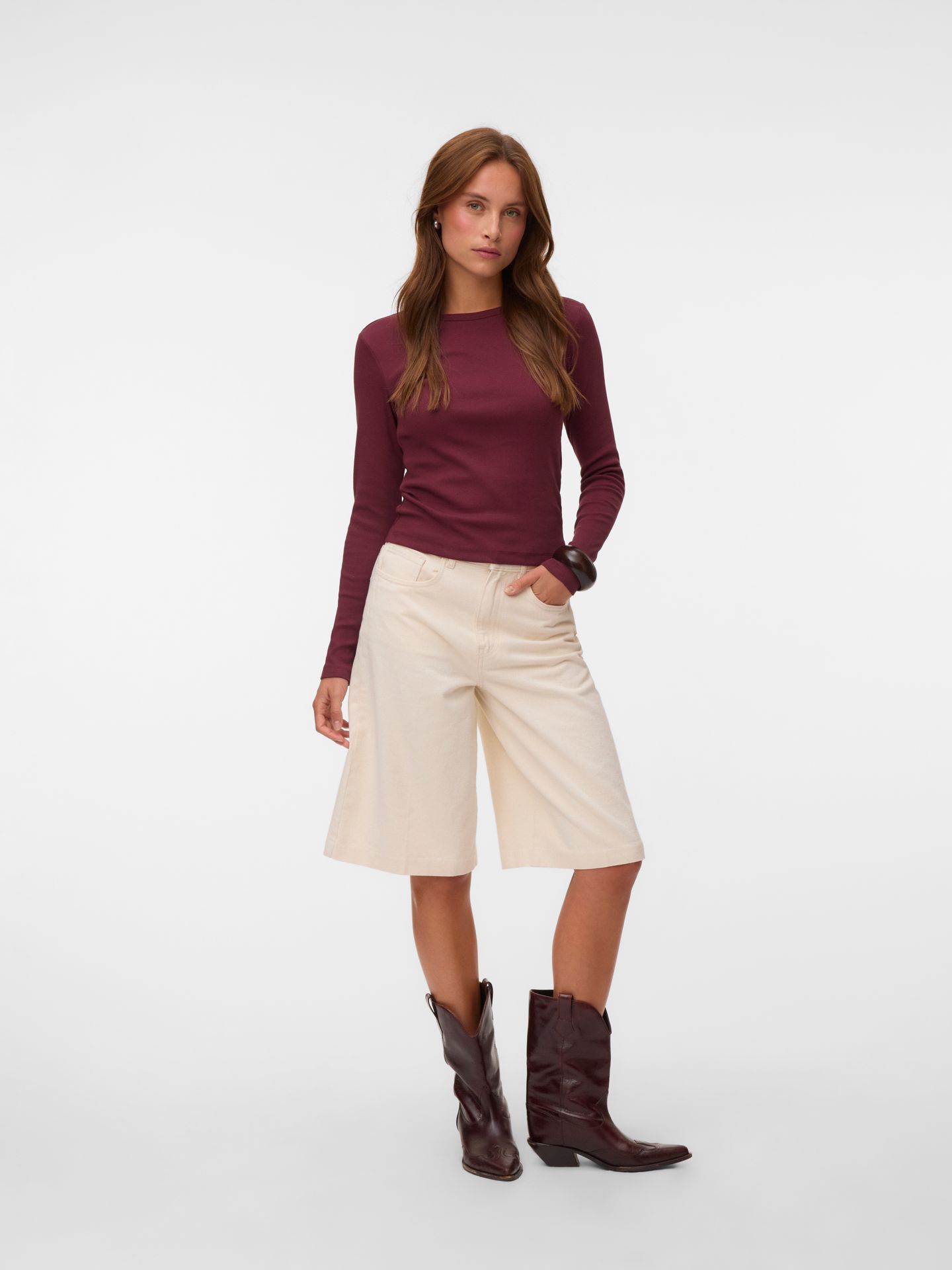 Vero Moda VMCHLOE LS SHORT TOP JRS NOOS Windsor Wine 2900168921033