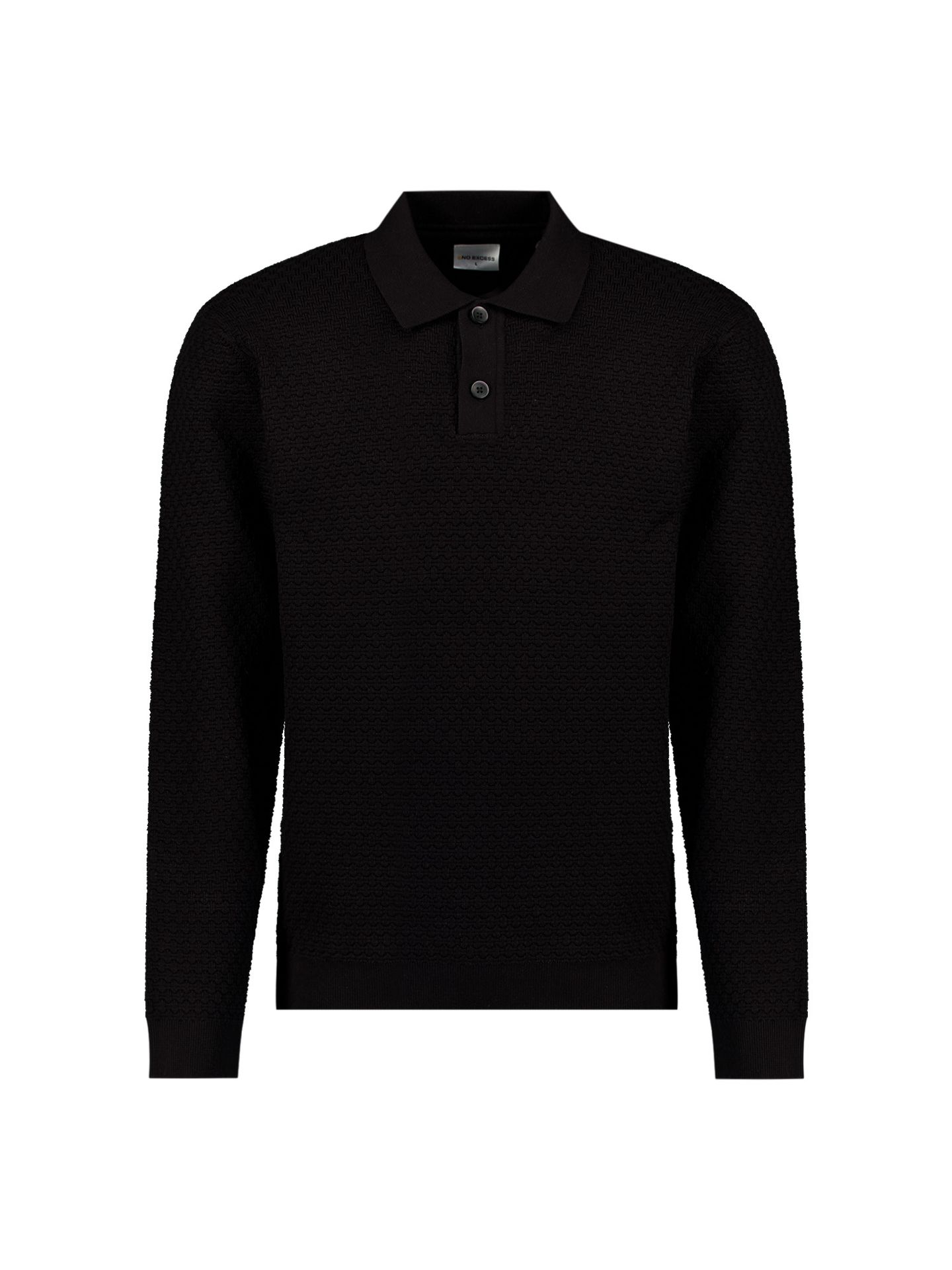 No Excess Pullover Polo Buttons Jacquard Knit 020 black 00119686-EKA14000100000066