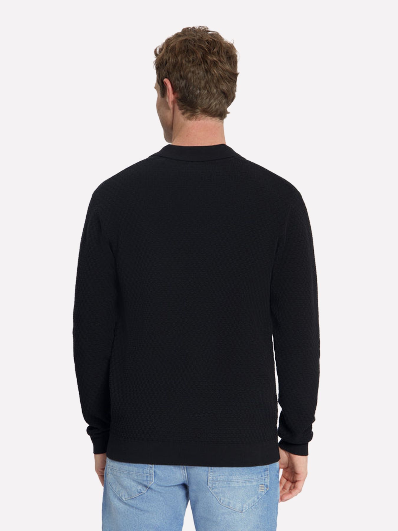 No Excess Pullover Polo Buttons Jacquard Knit 020 black 2900168941048