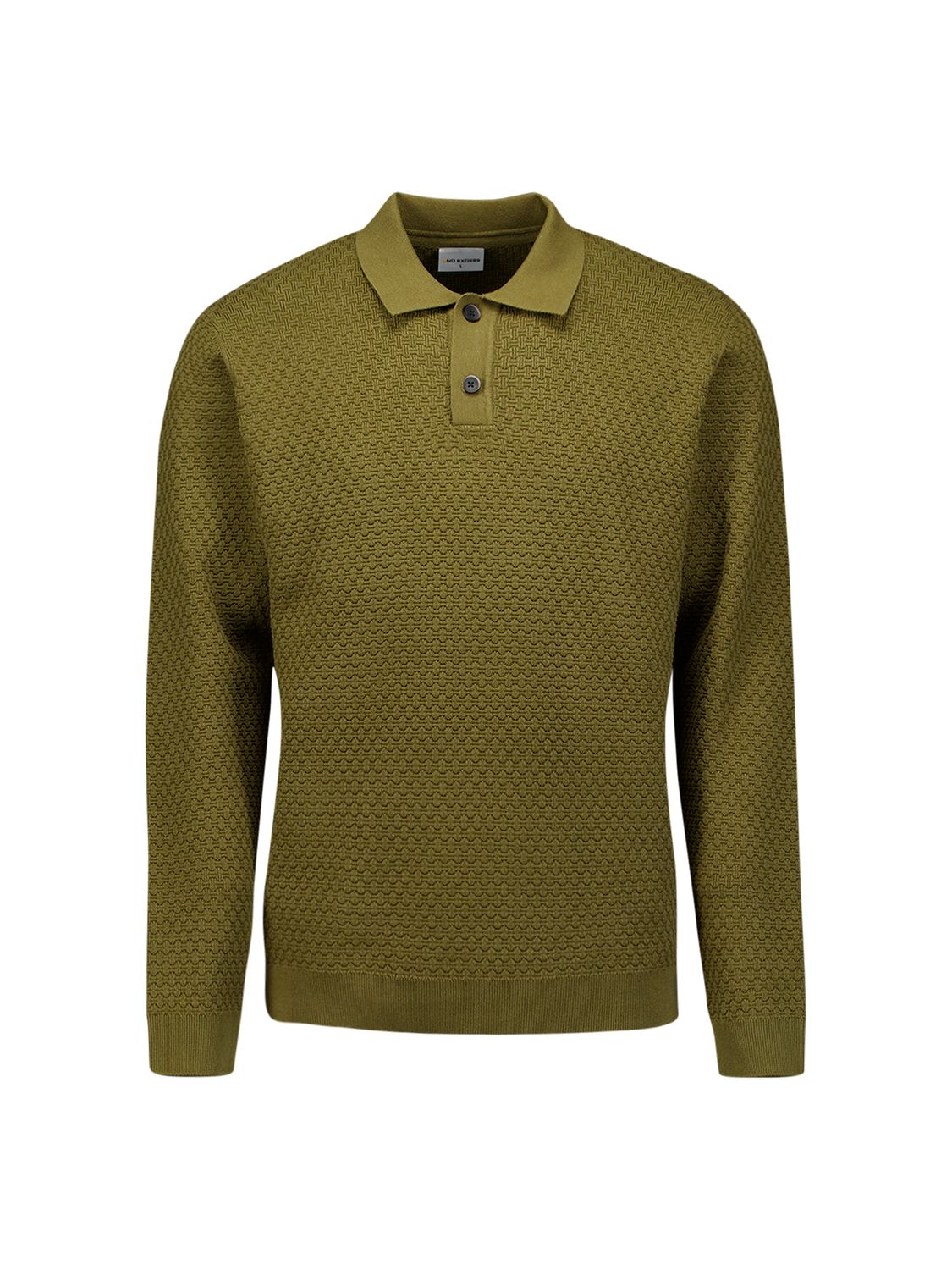 No Excess Pullover Polo Buttons Jacquard Knit 152 moss 00119686-EKA14000100000114