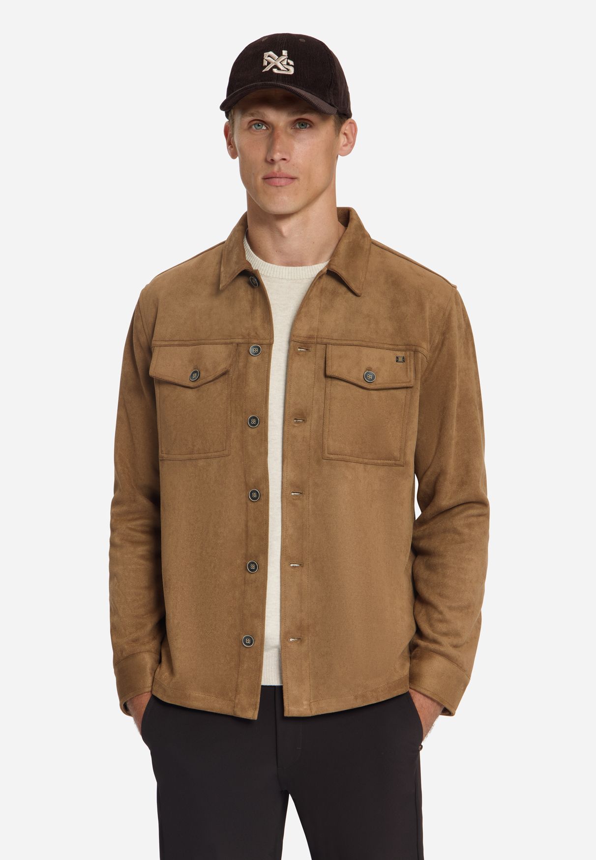 No Excess Overshirt Full Button Suede 048 caramel 00119693-EKA14000100000116