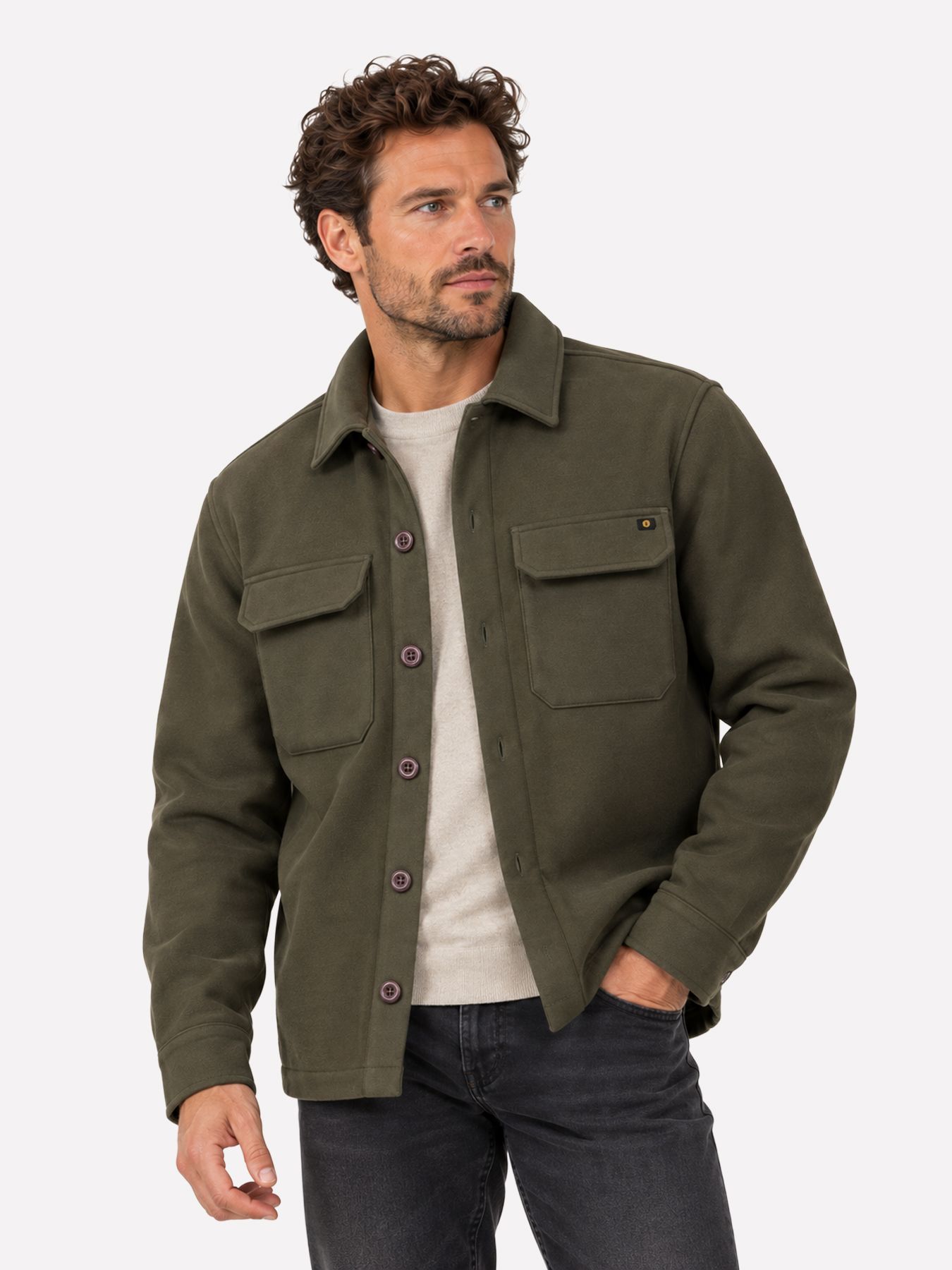 No Excess Overshirt Full Button Pique Sweat 053 army 00119695-EKA14000100000118