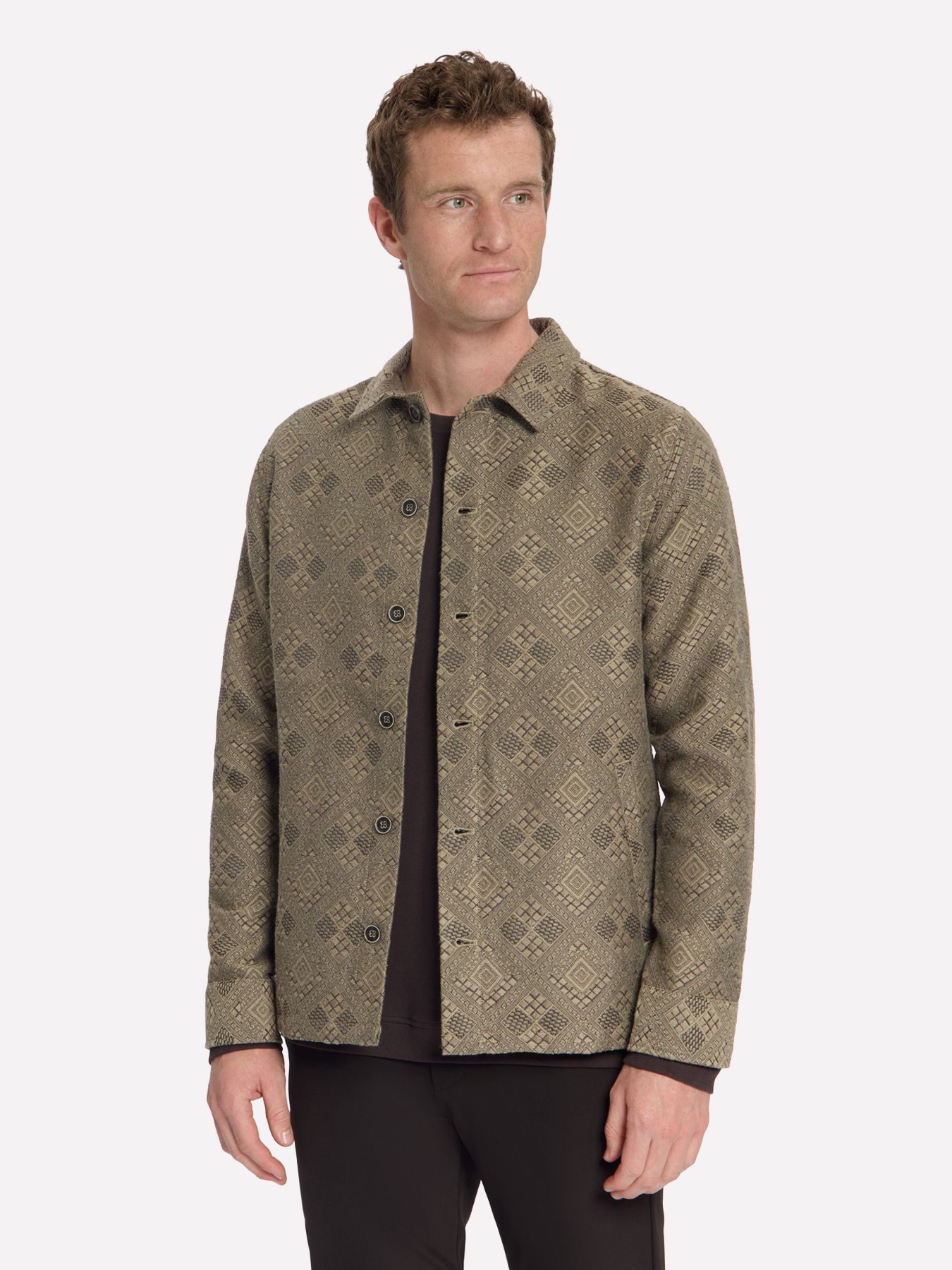 No Excess Overshirt Full Button Jacquard 044 taupe 00119697-EKA14000100000104