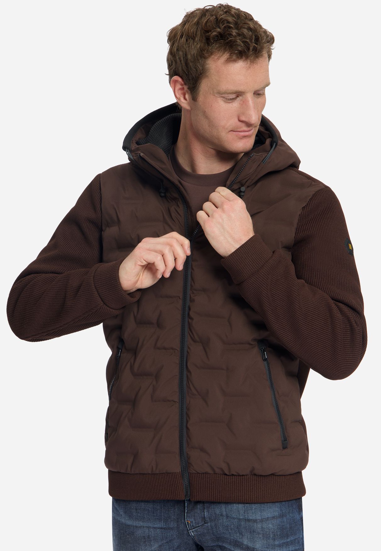 No Excess Jacket Short Fit Sealed Hooded Knitted Mix 042 dark brown 00119700-EKA14000100000113