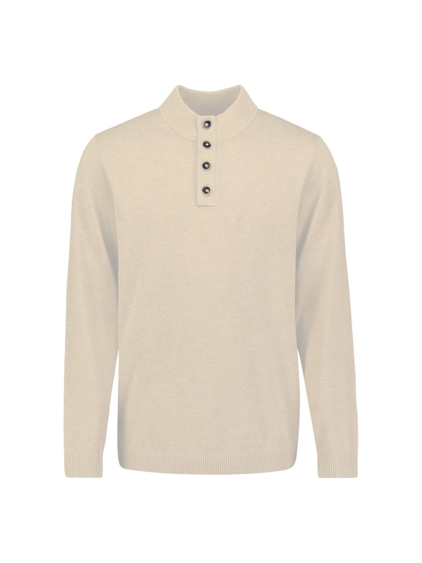 No Excess Pullover Half Button Melange 014 stone 00119704-EKA14000100000070