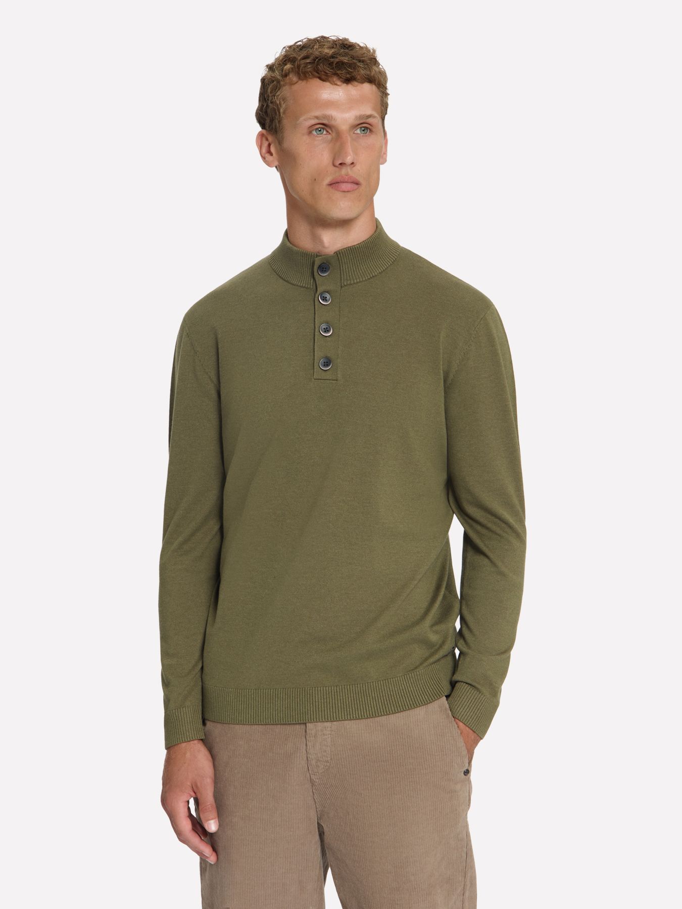 No Excess Pullover Half Button Melange 152 moss 00119704-EKA14000100000114