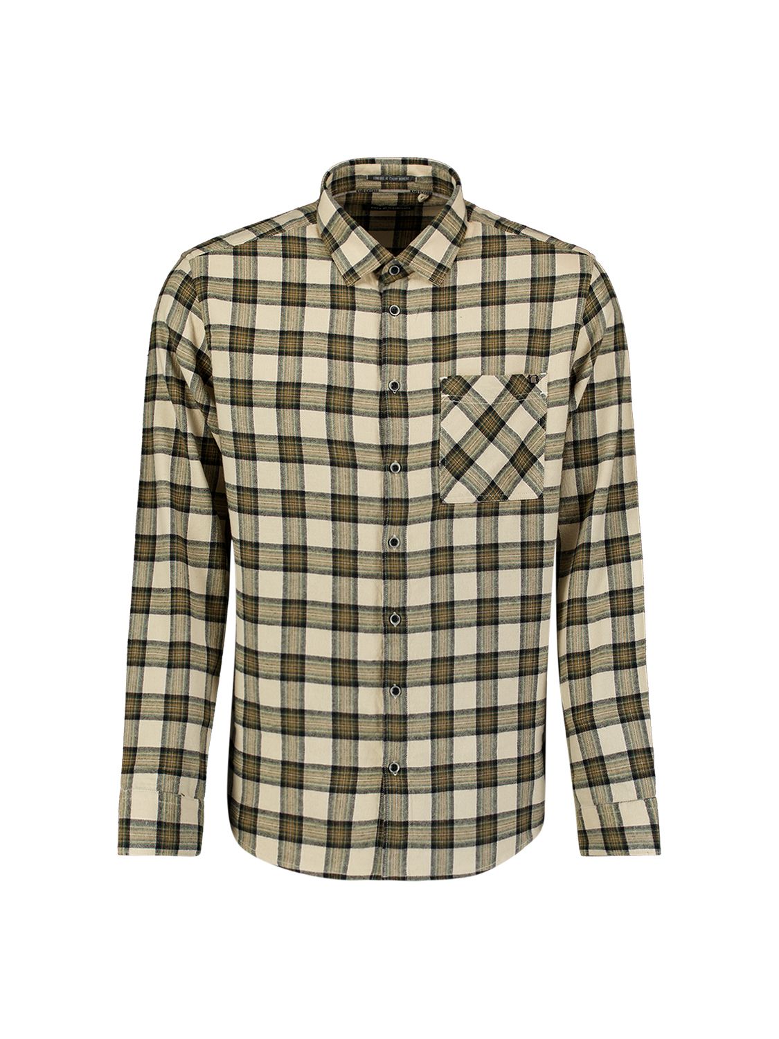 No Excess Shirt Yarn Dyed Flannel Check 014 stone 00119706-EKA14000100000070
