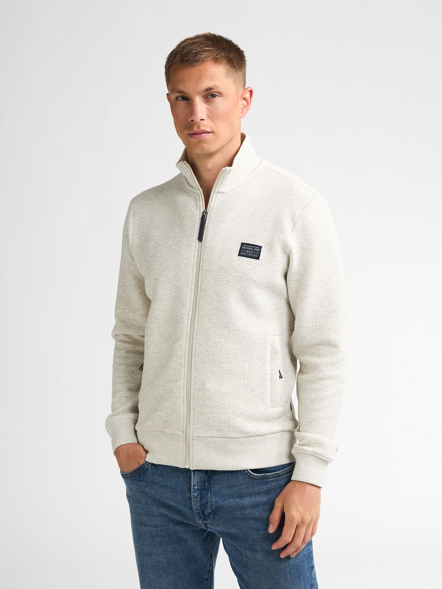 Petrol Industries Men Sweater Collar Zip 0009 antique white melee 2900168985097