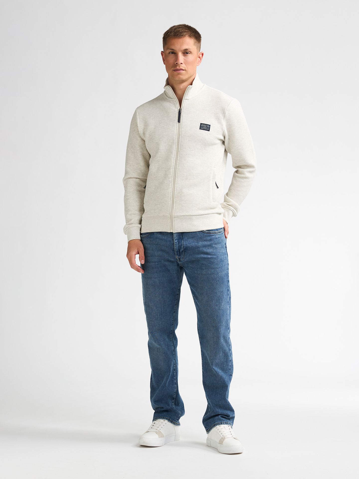 Petrol Industries Men Sweater Collar Zip 0009 antique white melee 2900168985097
