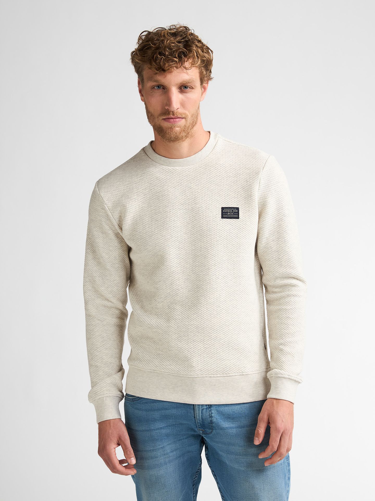 Petrol Industries Men Sweater Round Neck 0009 antique white melee 00119710-EKA26002700000117