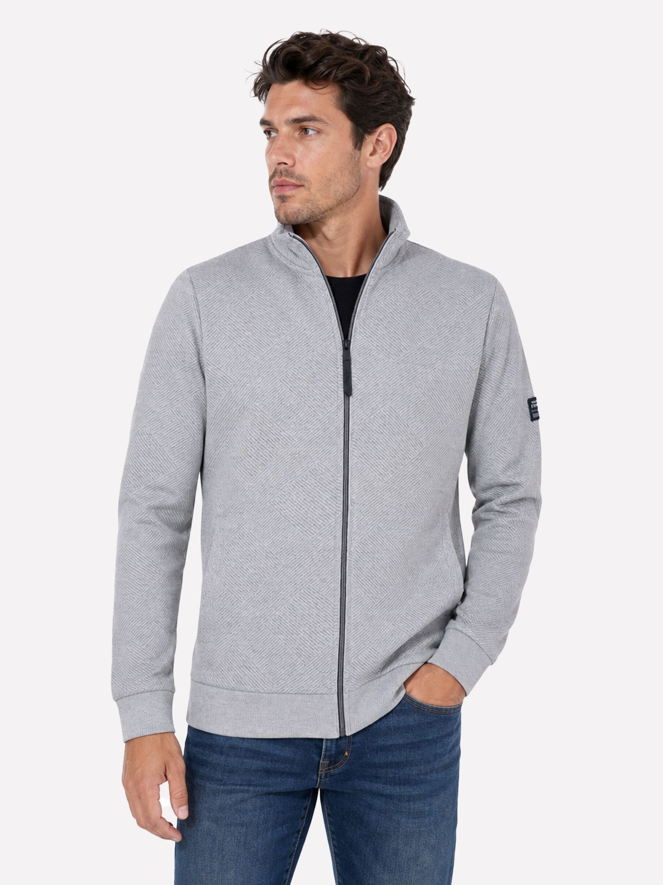 Petrol Industries Men Sweater Collar Zip 9038 light grey melee 00119713-EKA26002700000138