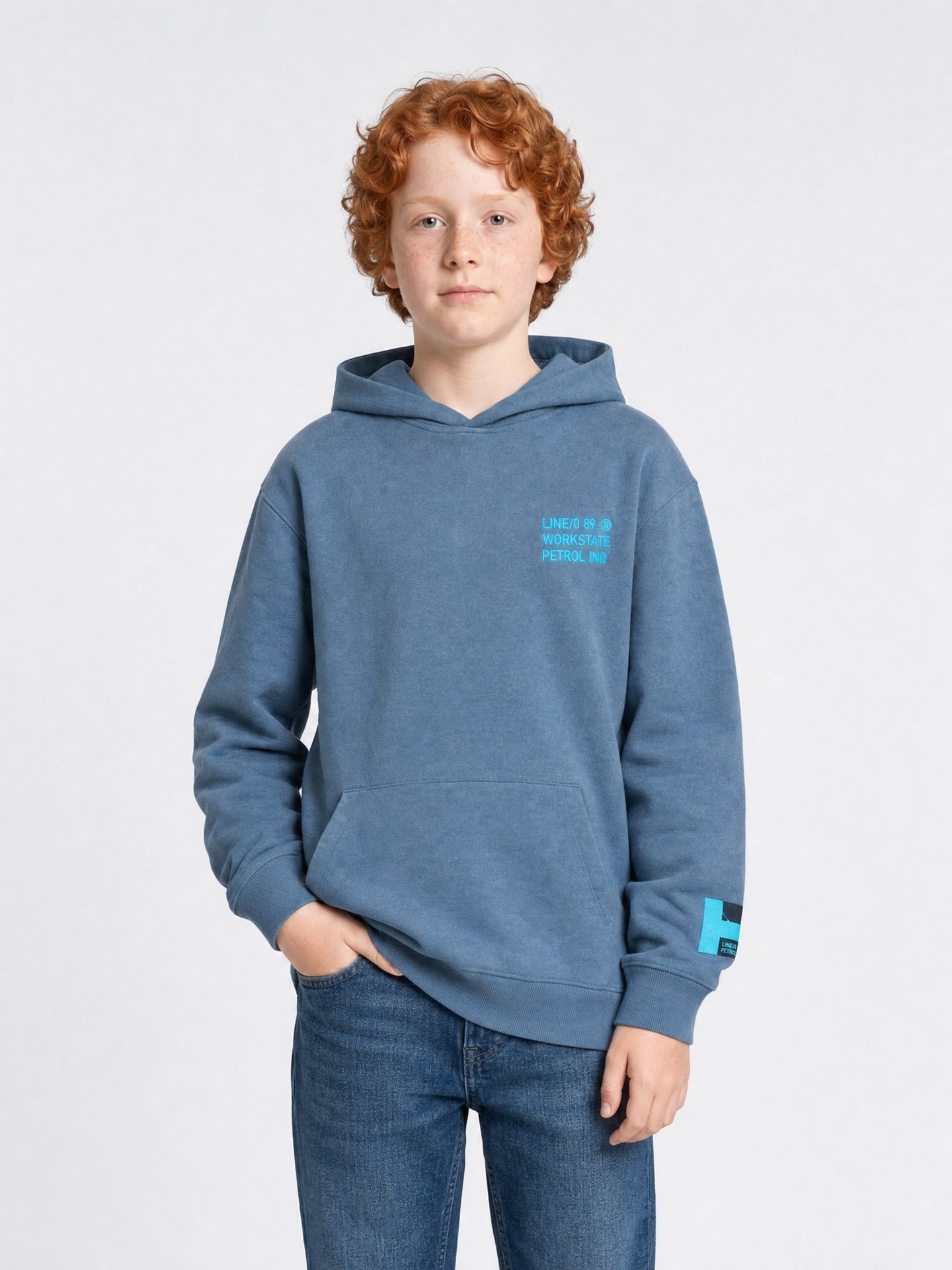 Petrol Industries Boys Sweater Hooded Print 5202 Storm Blue 00119716-EKA26002700000189