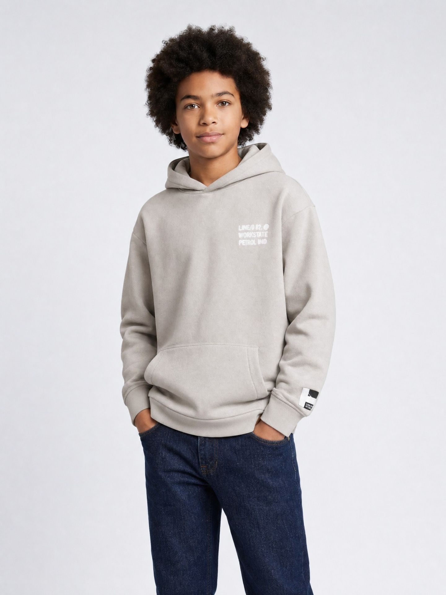 Petrol Industries Boys Sweater Hooded Print 9115 Ice Grey 00119716-EKA26002700000193