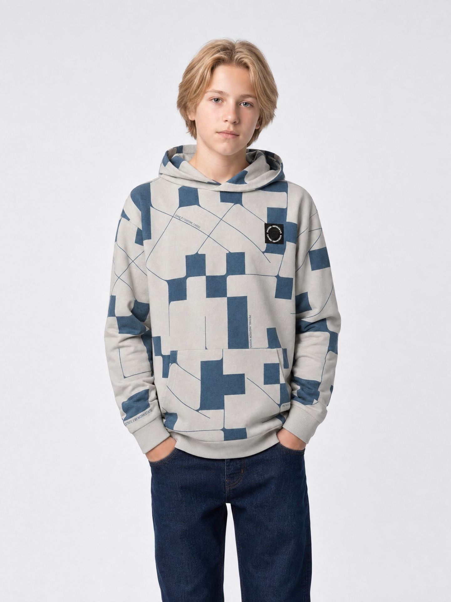 Petrol Industries Boys Sweater Hooded AOP 9115 Ice Grey 00119717-EKA26002700000193