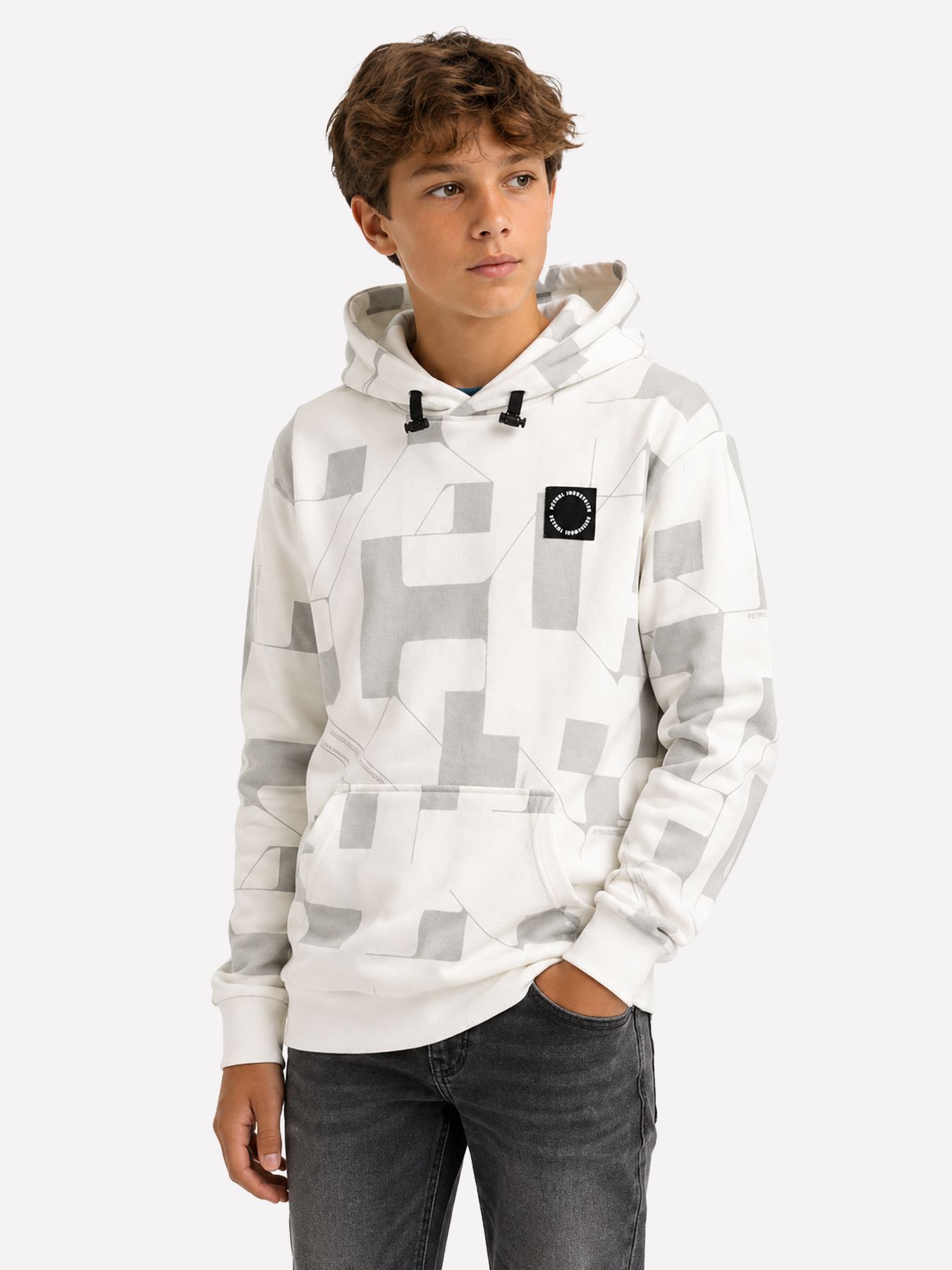 Petrol Industries Boys Sweater Hooded AOP 0114 White Frost 00119717-EKA26002700000194