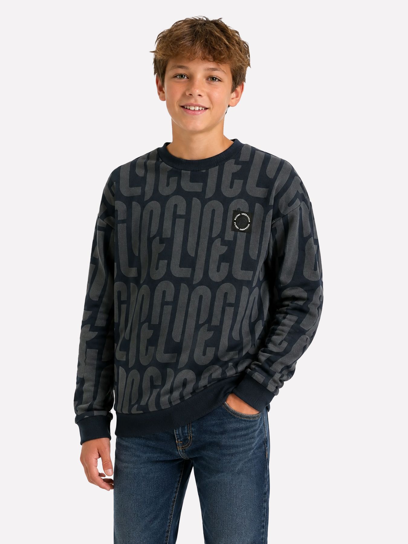 Petrol Industries Boys Sweater Round Neck AOP 9111 deep black 00119723-EKA26002700000166