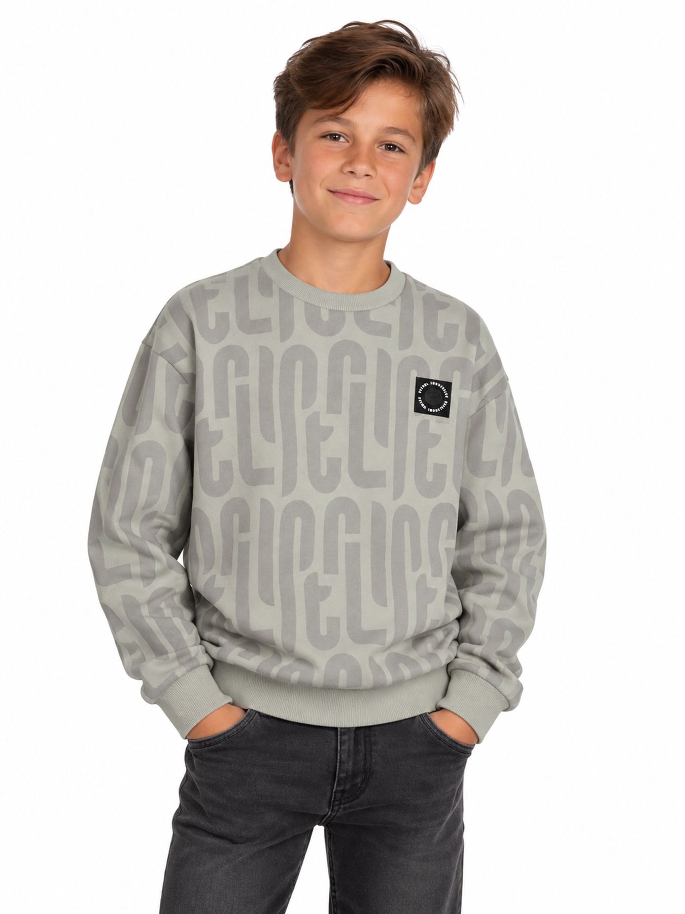 Petrol Industries Boys Sweater Round Neck AOP 9115 Ice Grey 00119723-EKA26002700000193
