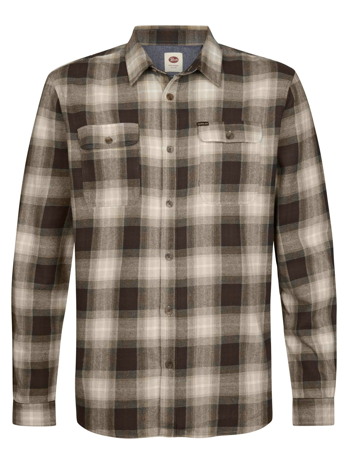Petrol Industries Men Shirt Long Sleeve Check 9113 Iron Steel 00119728-EKA26002700000190