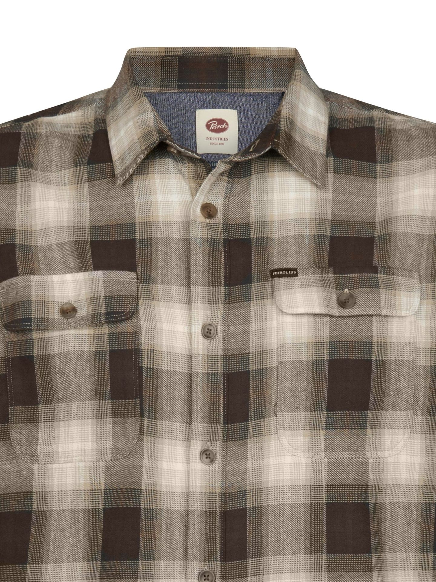 Petrol Industries Men Shirt Long Sleeve Check 9113 Iron Steel 2900169016080