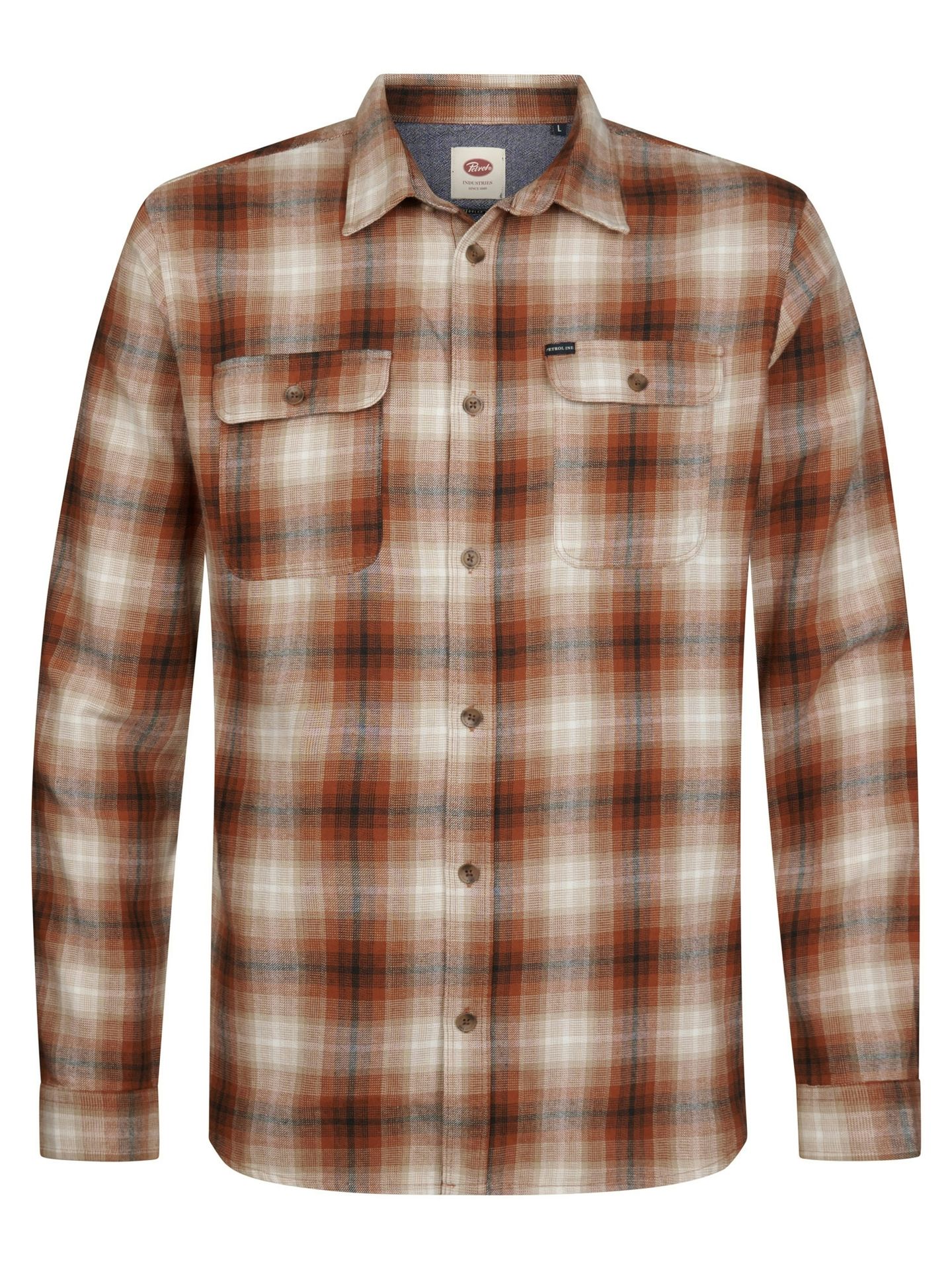 Petrol Industries Men Shirt Long Sleeve Check 2127 Copper Orange 00119728-EKA26002700000195