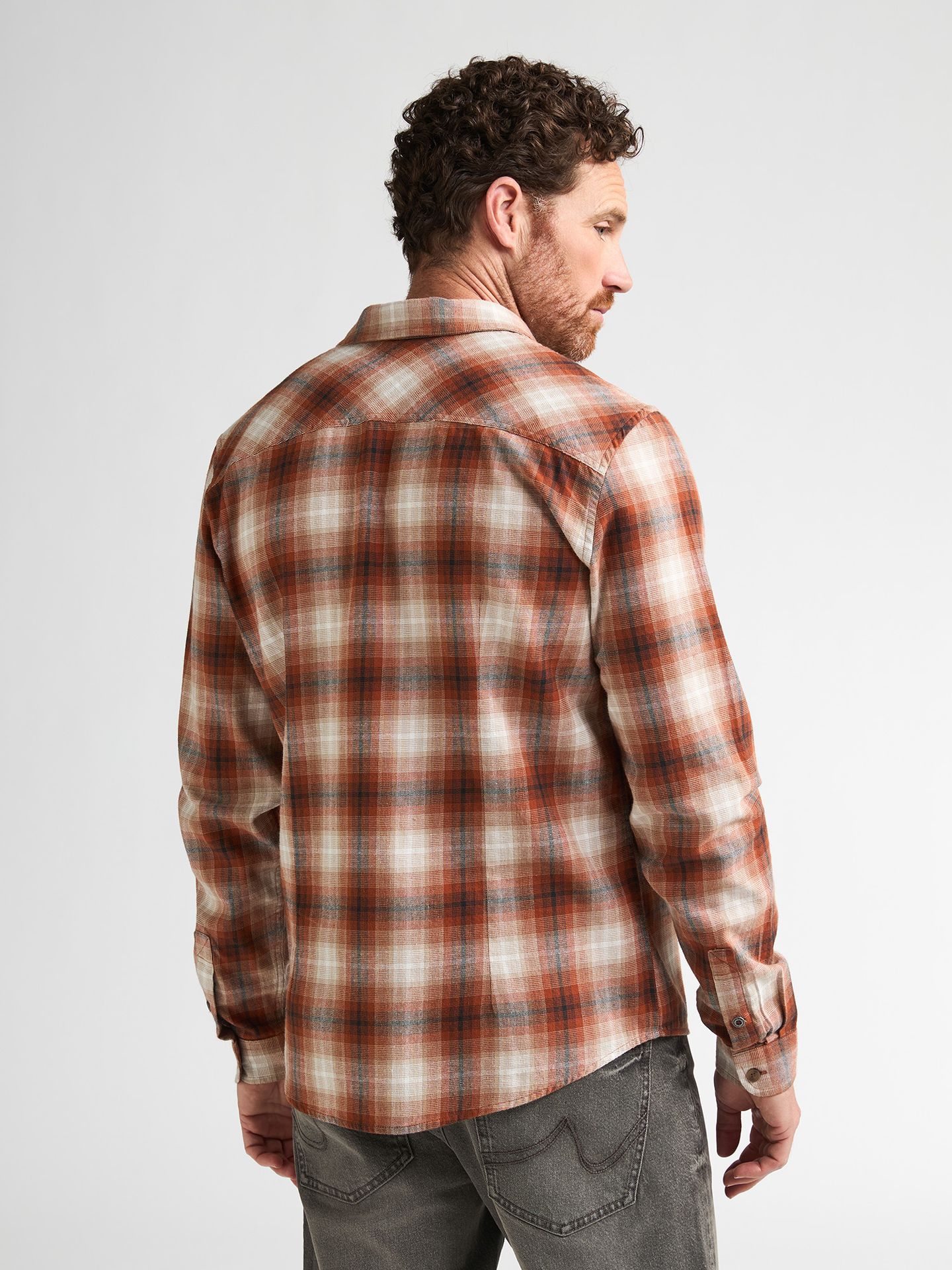 Petrol Industries Men Shirt Long Sleeve Check 2127 Copper Orange 2900169015069