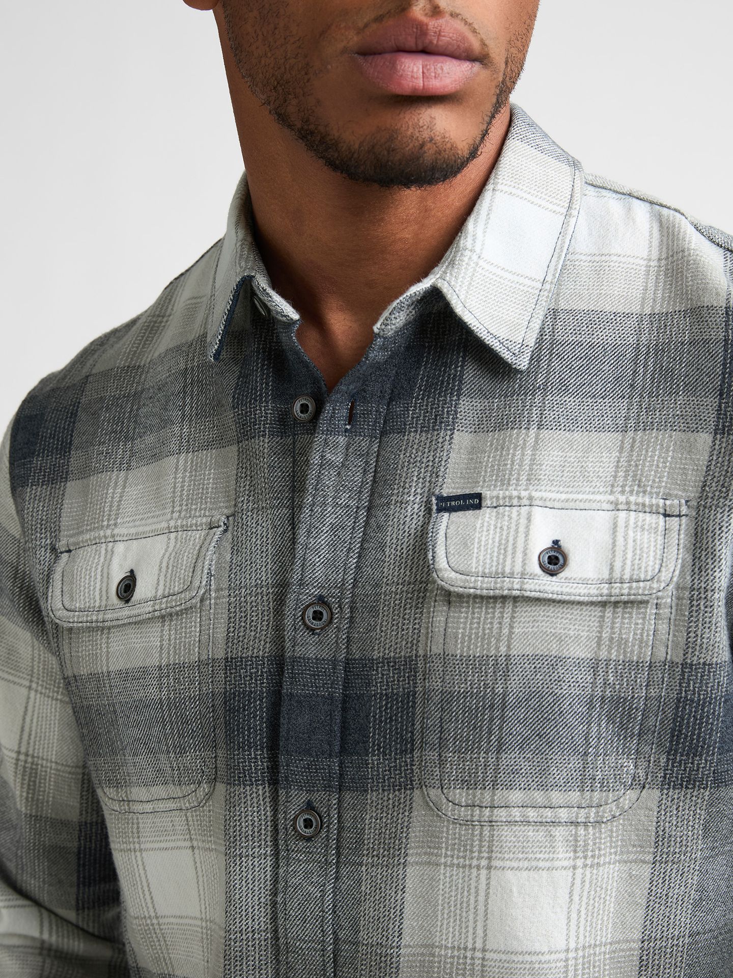 Petrol Industries Men Shirt Long Sleeve Check 5092 royal navy 2900169018084