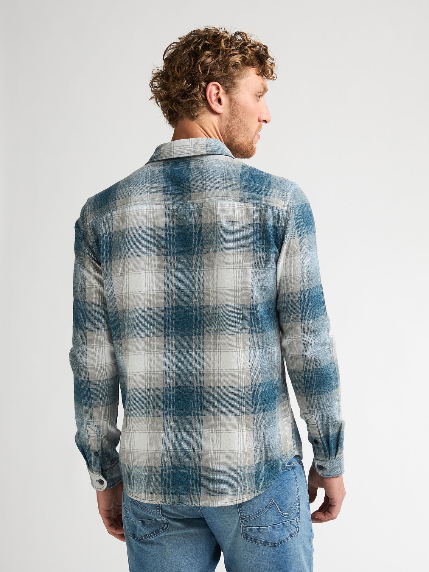 Petrol Industries Men Shirt Long Sleeve Check 5204 Iron Blue 2900169019043